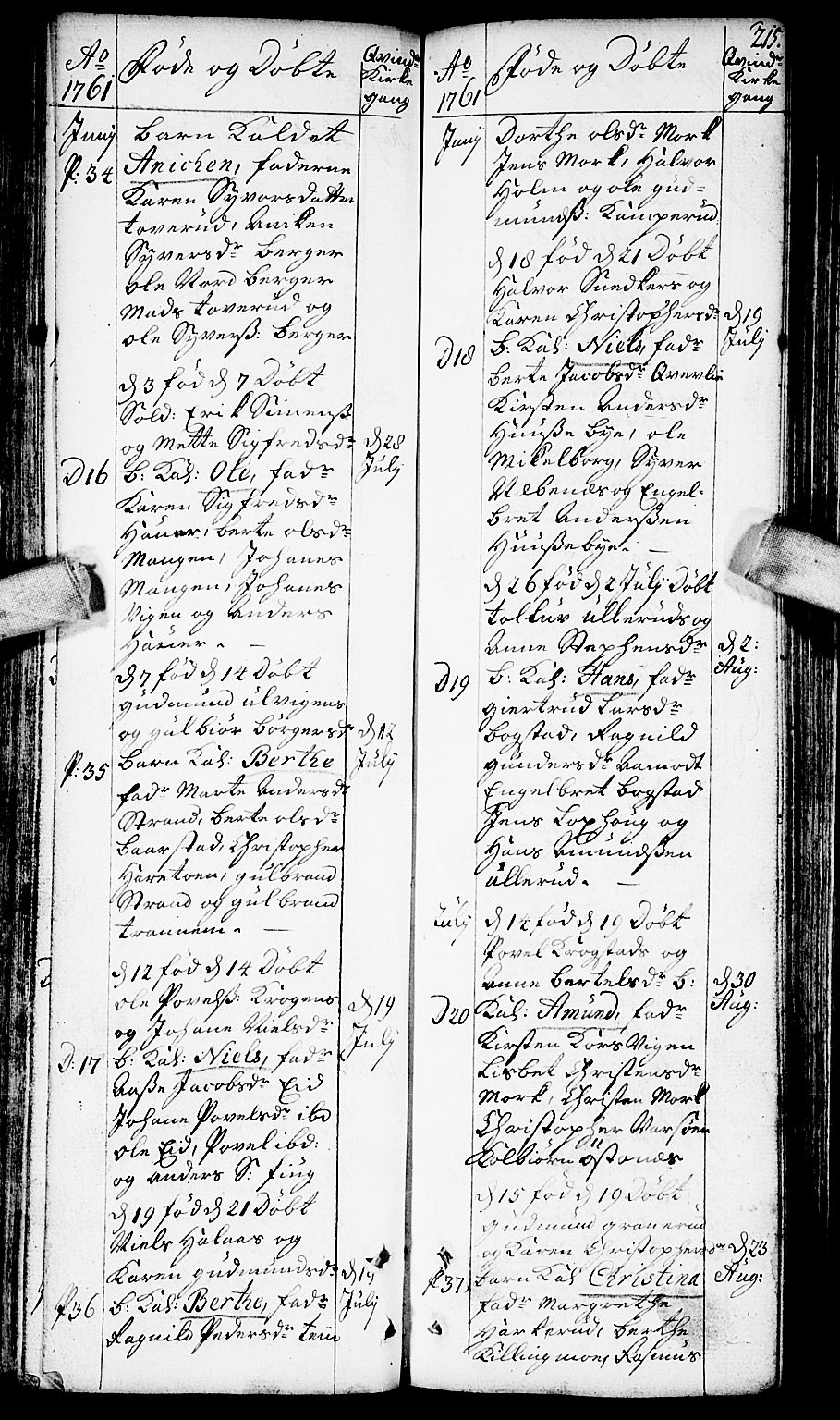 Aurskog prestekontor Kirkebøker, AV/SAO-A-10304a/F/Fa/L0002: Parish register (official) no. I 2, 1735-1766, p. 215