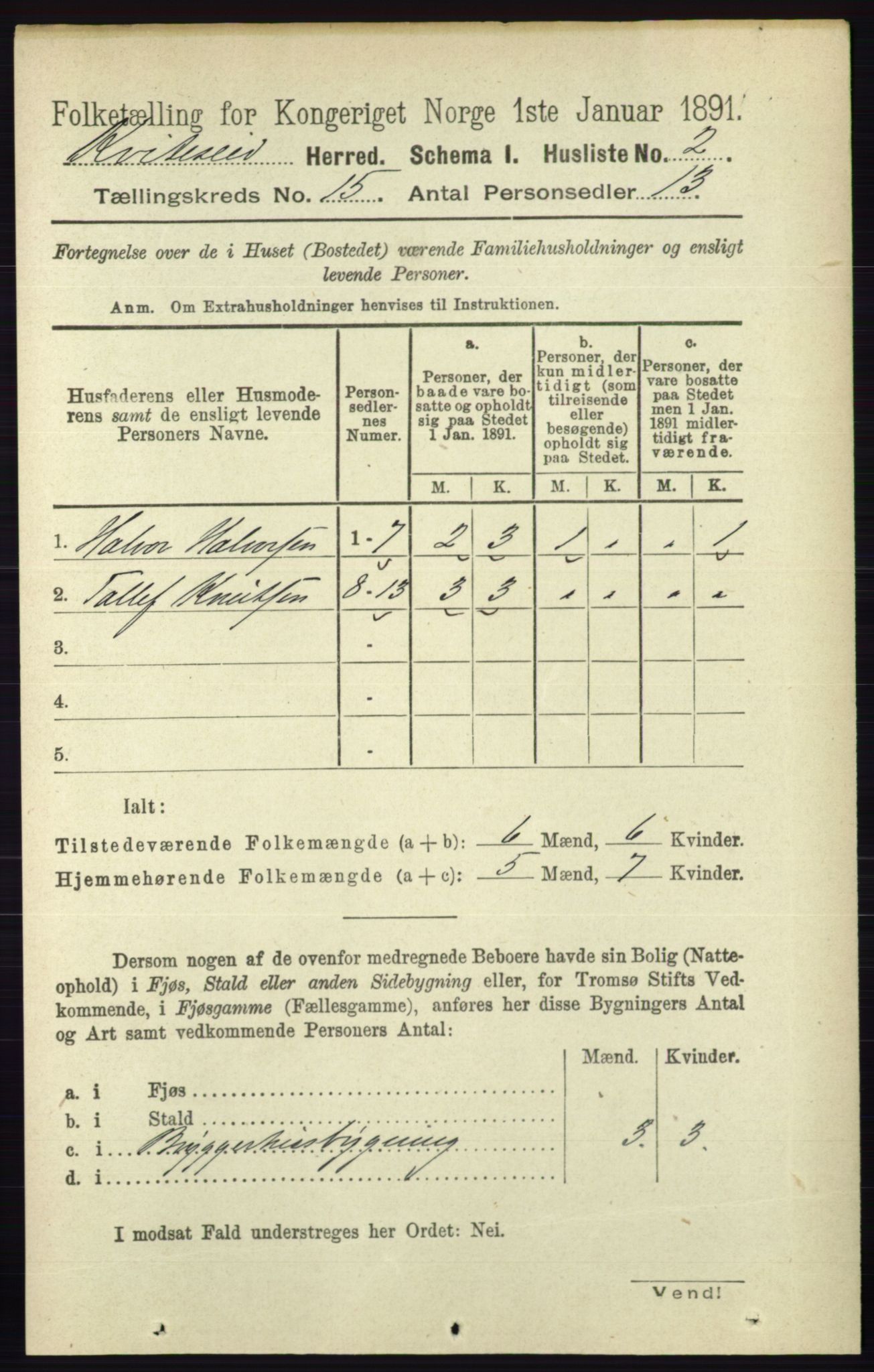 RA, 1891 census for 0829 Kviteseid, 1891, p. 3503