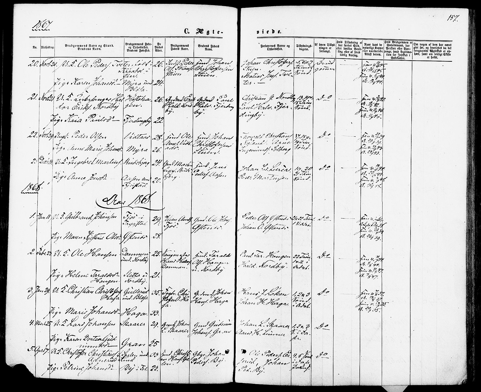 Fet prestekontor Kirkebøker, AV/SAO-A-10370a/F/Fa/L0013: Parish register (official) no. I 13, 1867-1877, p. 157