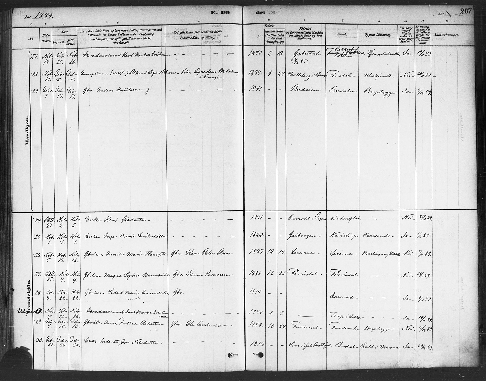 Rakkestad prestekontor Kirkebøker, AV/SAO-A-2008/F/Fa/L0012: Parish register (official) no. I 12, 1878-1893, p. 267