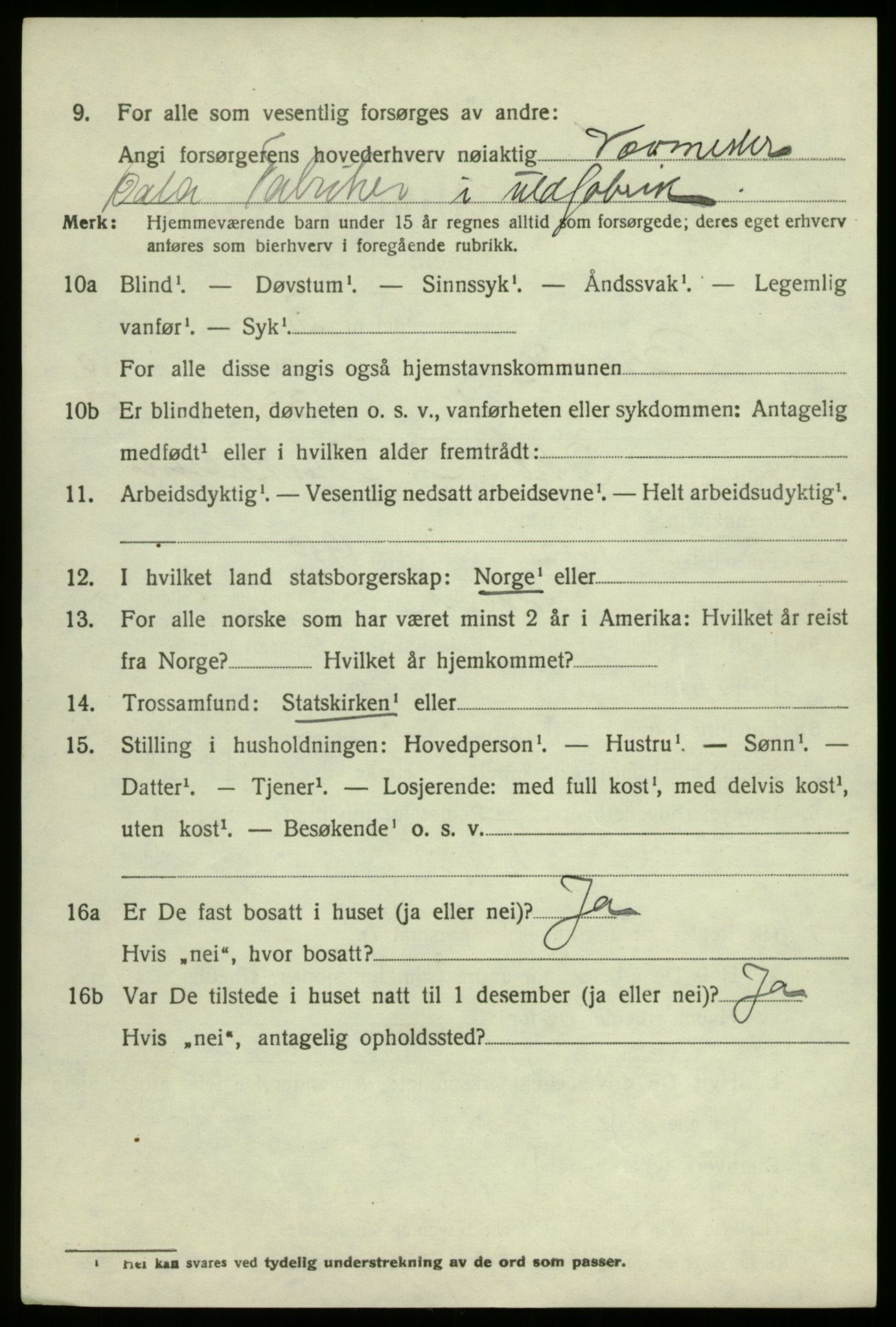 SAB, 1920 census for Bruvik, 1920, p. 6915