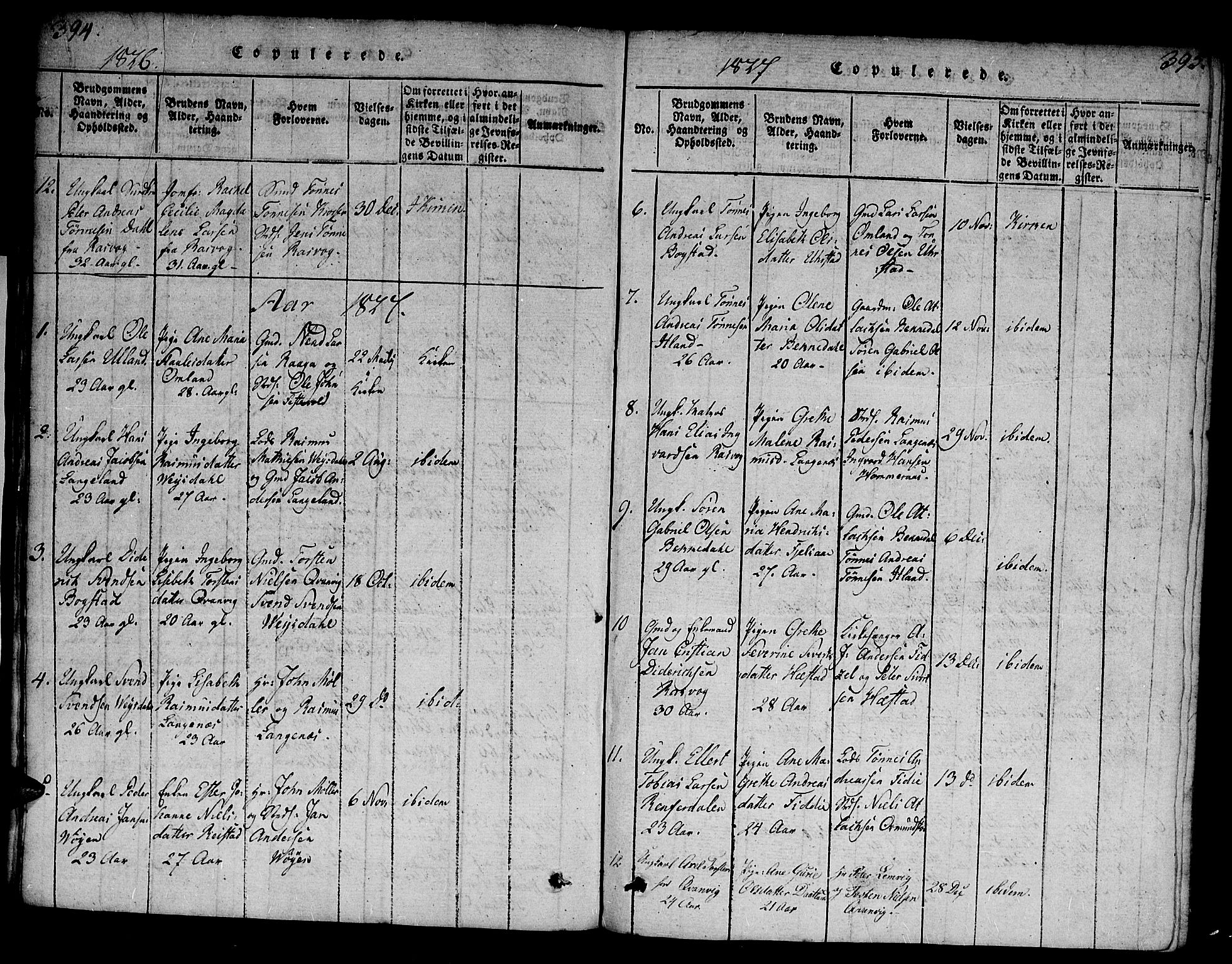 Flekkefjord sokneprestkontor, AV/SAK-1111-0012/F/Fa/Fab/L0003: Parish register (official) no. A 3, 1815-1830, p. 394-395