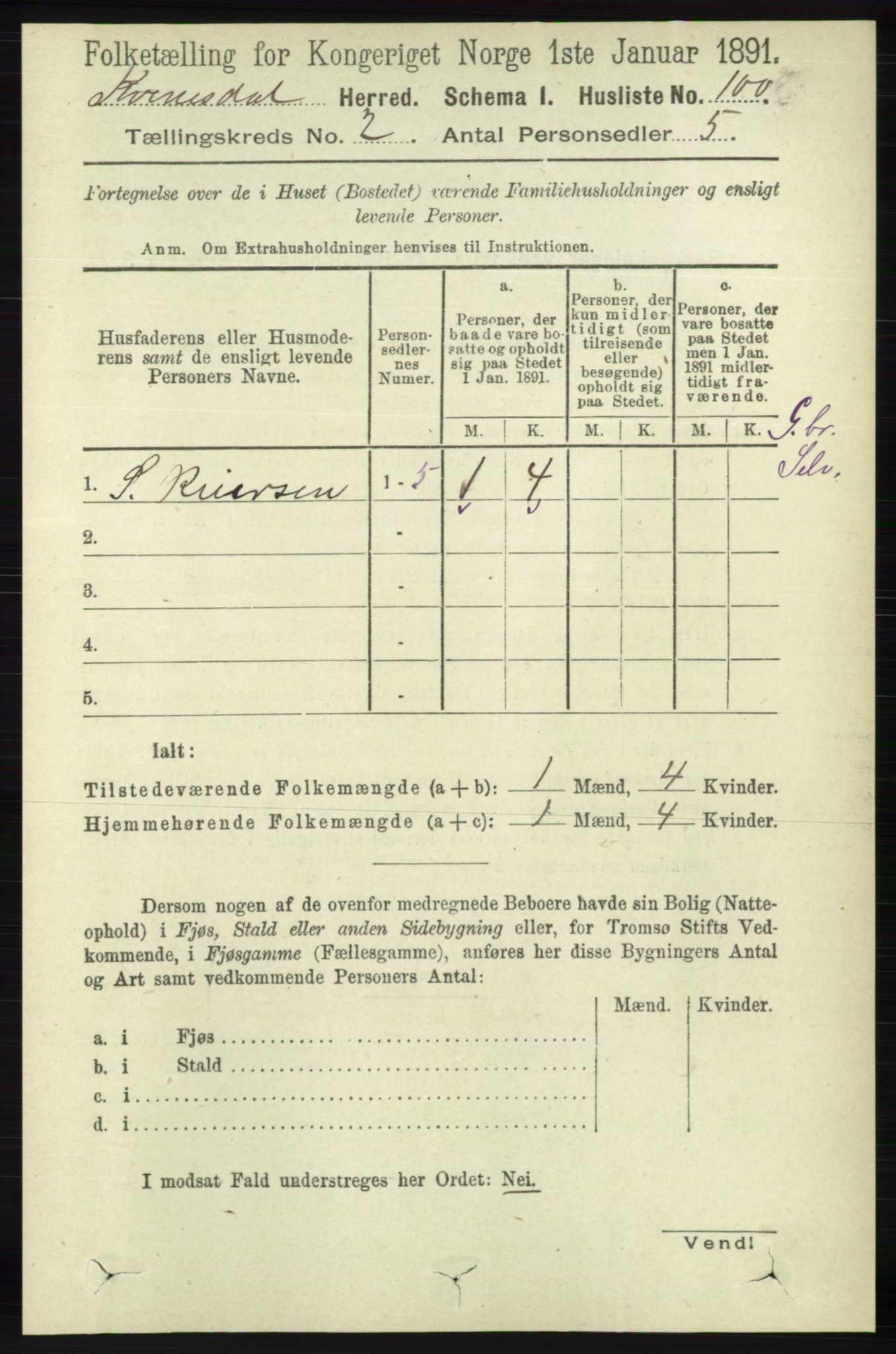 RA, 1891 census for 1037 Kvinesdal, 1891, p. 357