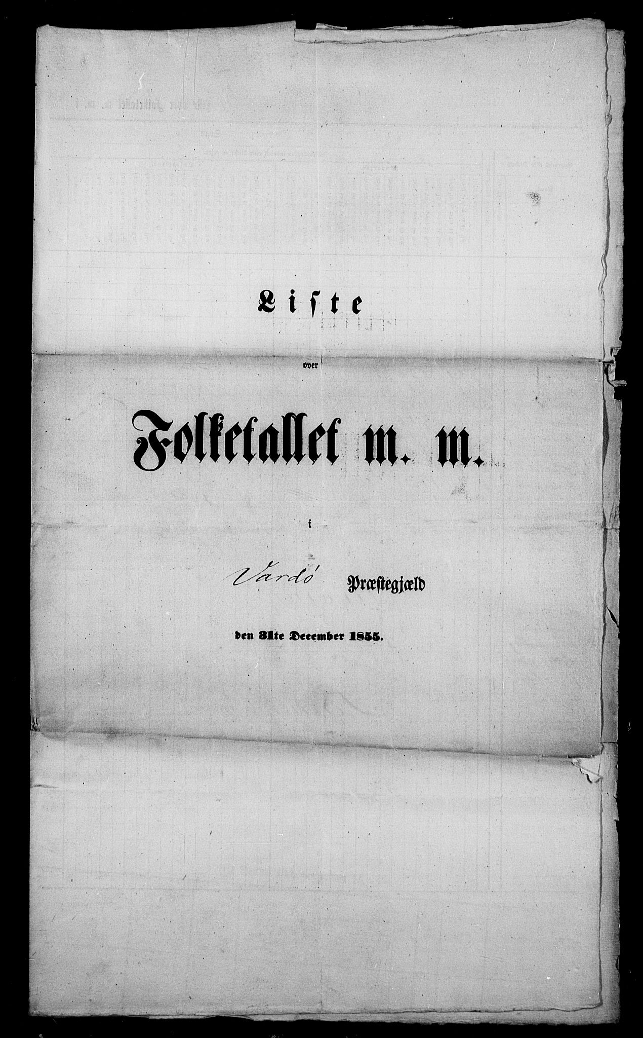 , 1855 Census for Vardø parish, Vardø rural local parish, 1855, p. 1