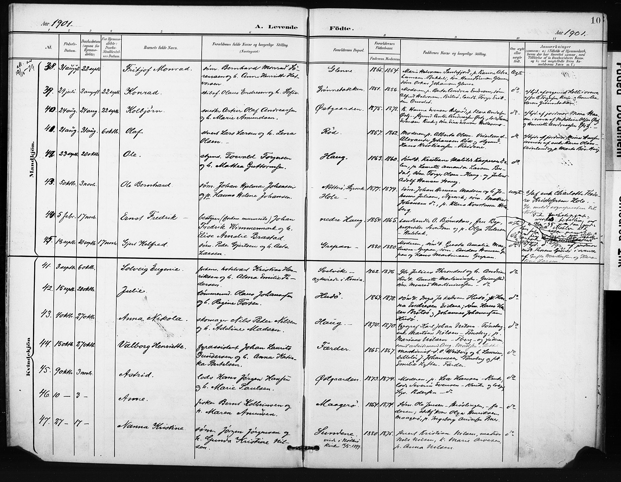 Tjøme kirkebøker, AV/SAKO-A-328/F/Fa/L0005: Parish register (official) no. I 5, 1901-1909, p. 10