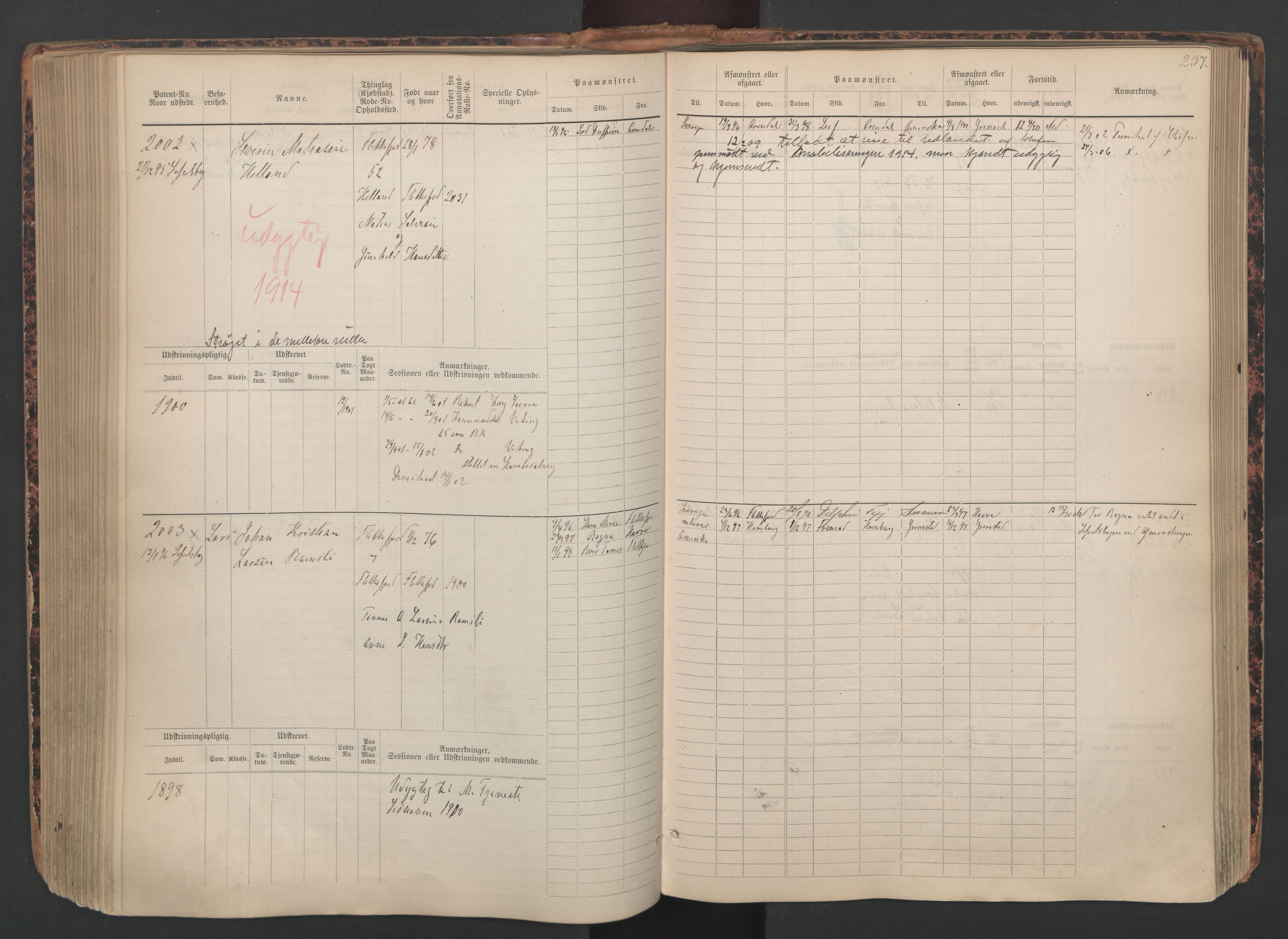 Flekkefjord mønstringskrets, SAK/2031-0018/F/Fb/L0010: Hovedrulle nr 1534-2329, Æ-7, 1884-1948, p. 239