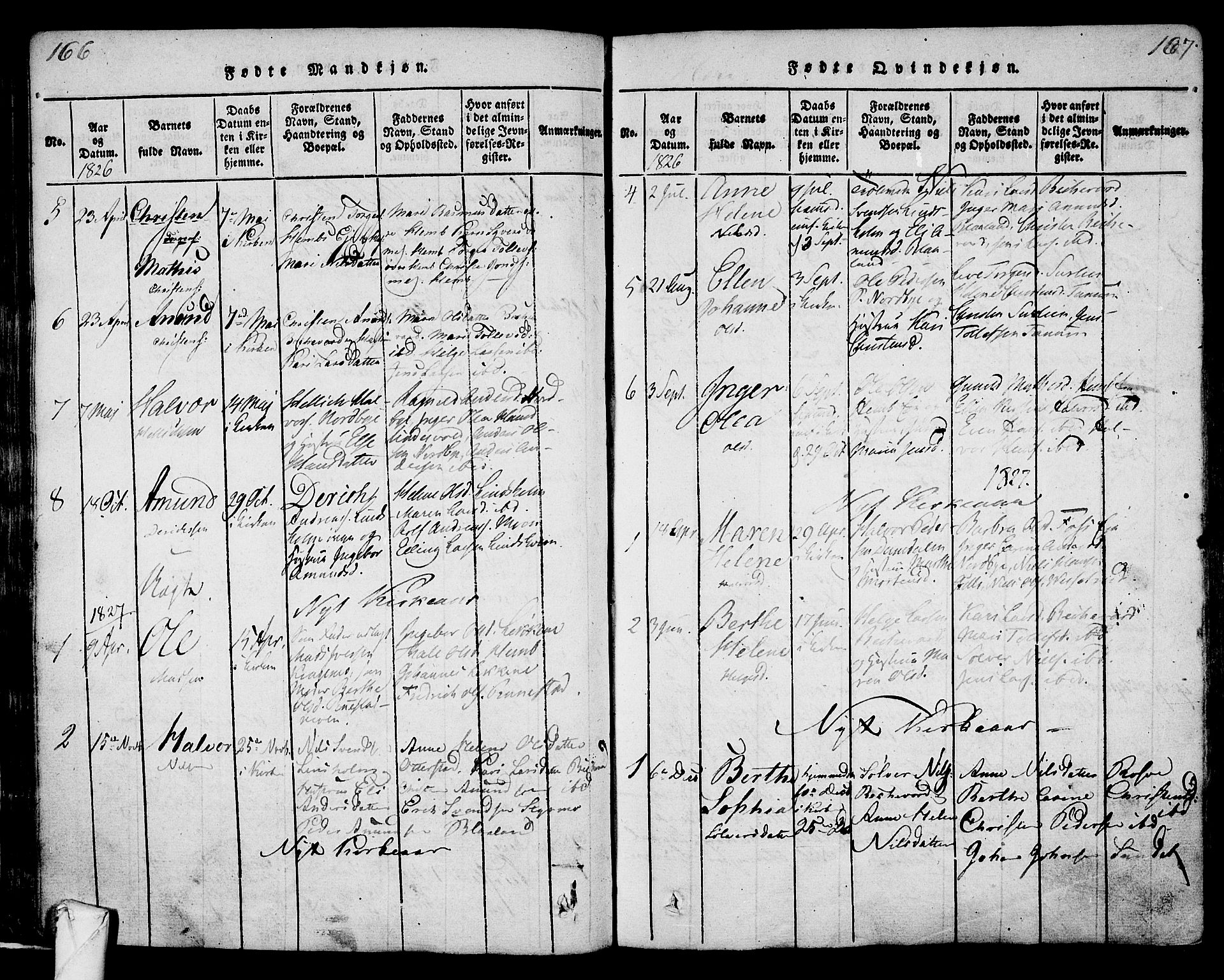 Lardal kirkebøker, SAKO/A-350/F/Fa/L0005: Parish register (official) no. I 5, 1814-1835, p. 166-167