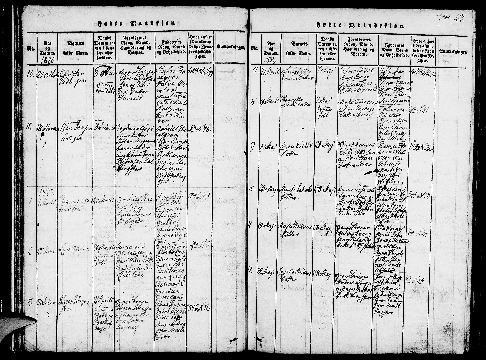 Vikedal sokneprestkontor, SAST/A-101840/01/V: Parish register (copy) no. B 1, 1816-1853, p. 23