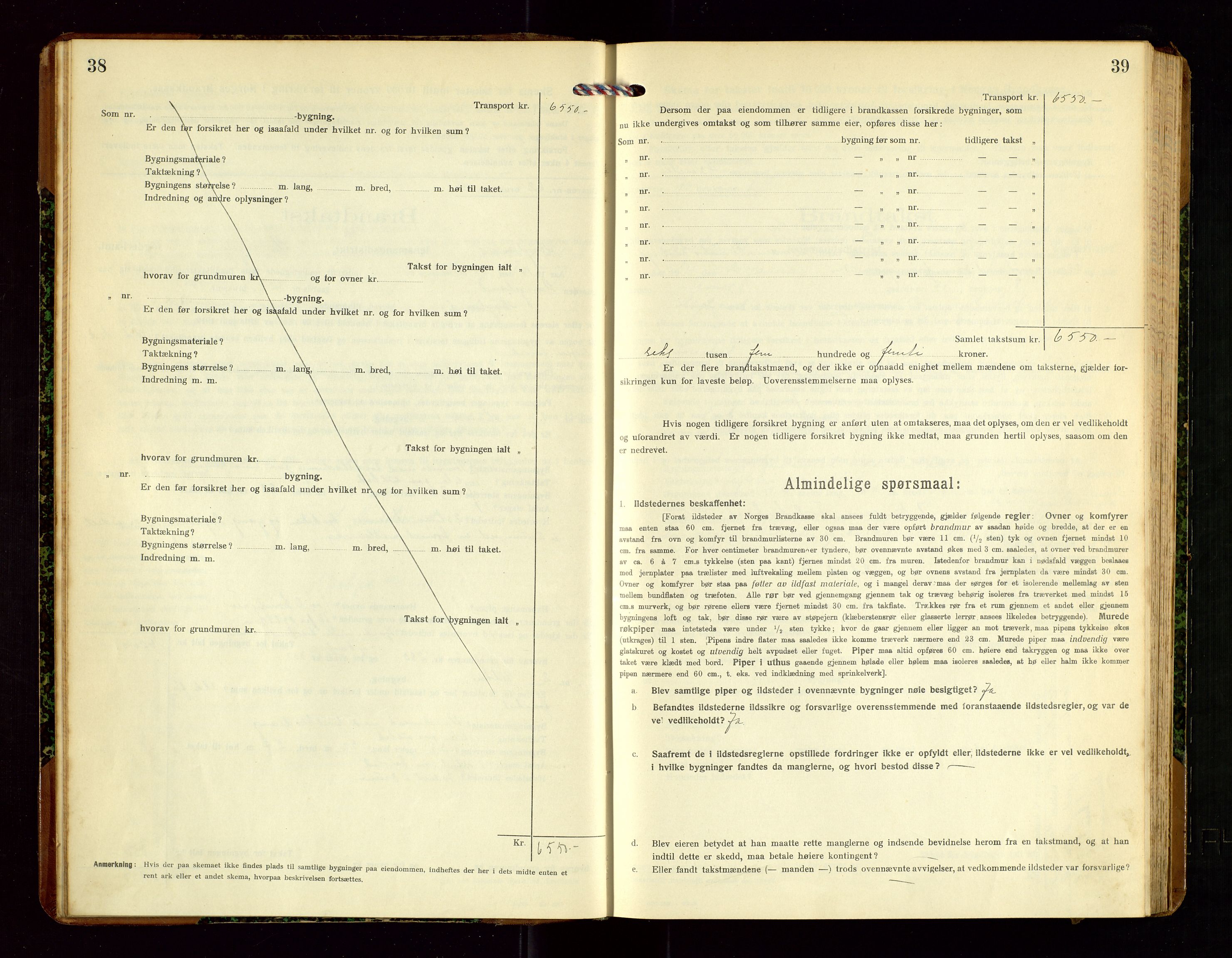 Høyland/Sandnes lensmannskontor, SAST/A-100166/Gob/L0003: "Brandtakstprotokol", 1918-1924, p. 38-39