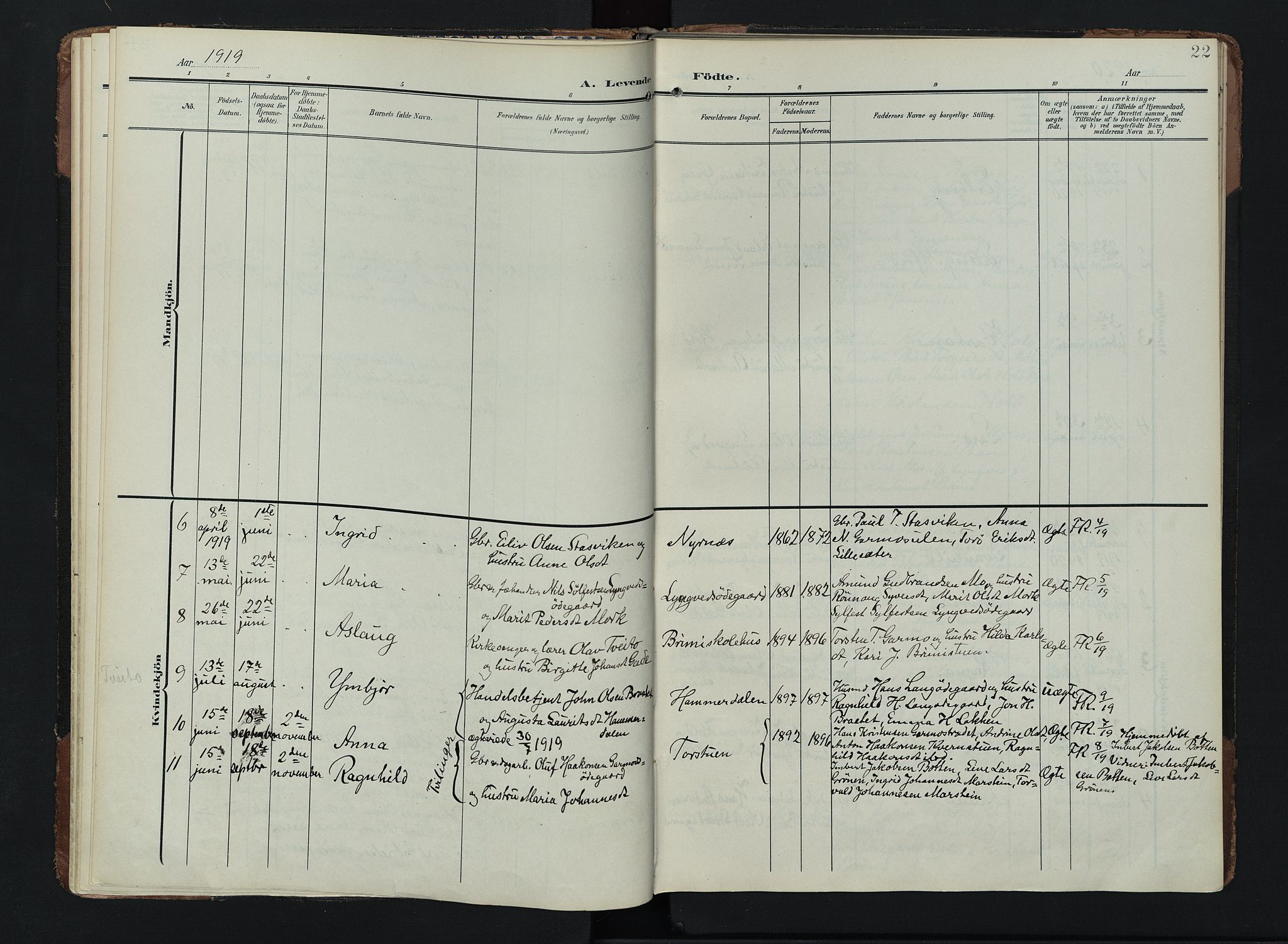 Lom prestekontor, AV/SAH-PREST-070/K/L0011: Parish register (official) no. 11, 1904-1928, p. 22