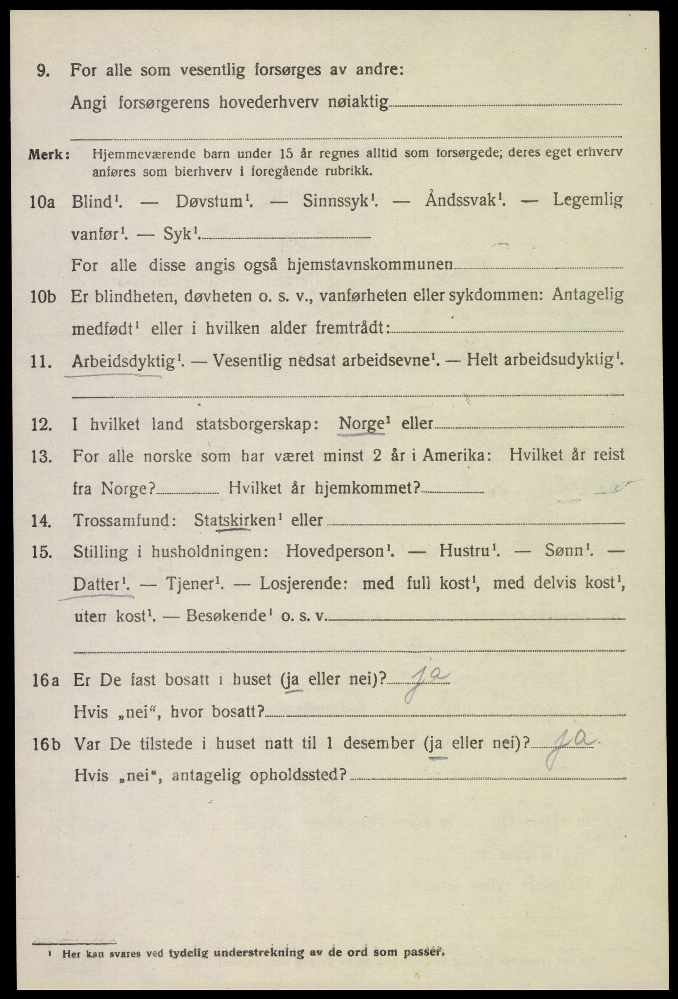 SAK, 1920 census for Tonstad, 1920, p. 713