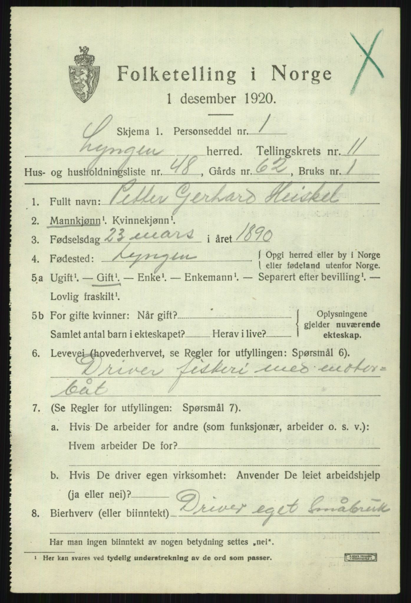 SATØ, 1920 census for Lyngen, 1920, p. 8987