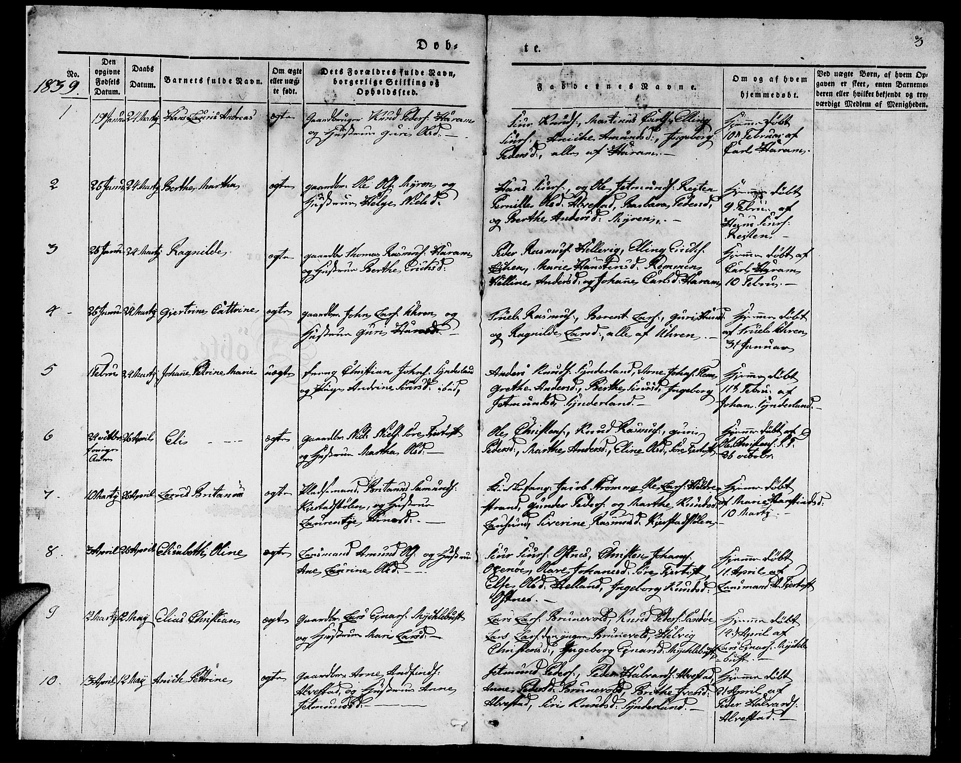 Ministerialprotokoller, klokkerbøker og fødselsregistre - Møre og Romsdal, AV/SAT-A-1454/536/L0507: Parish register (copy) no. 536C02, 1839-1859, p. 3