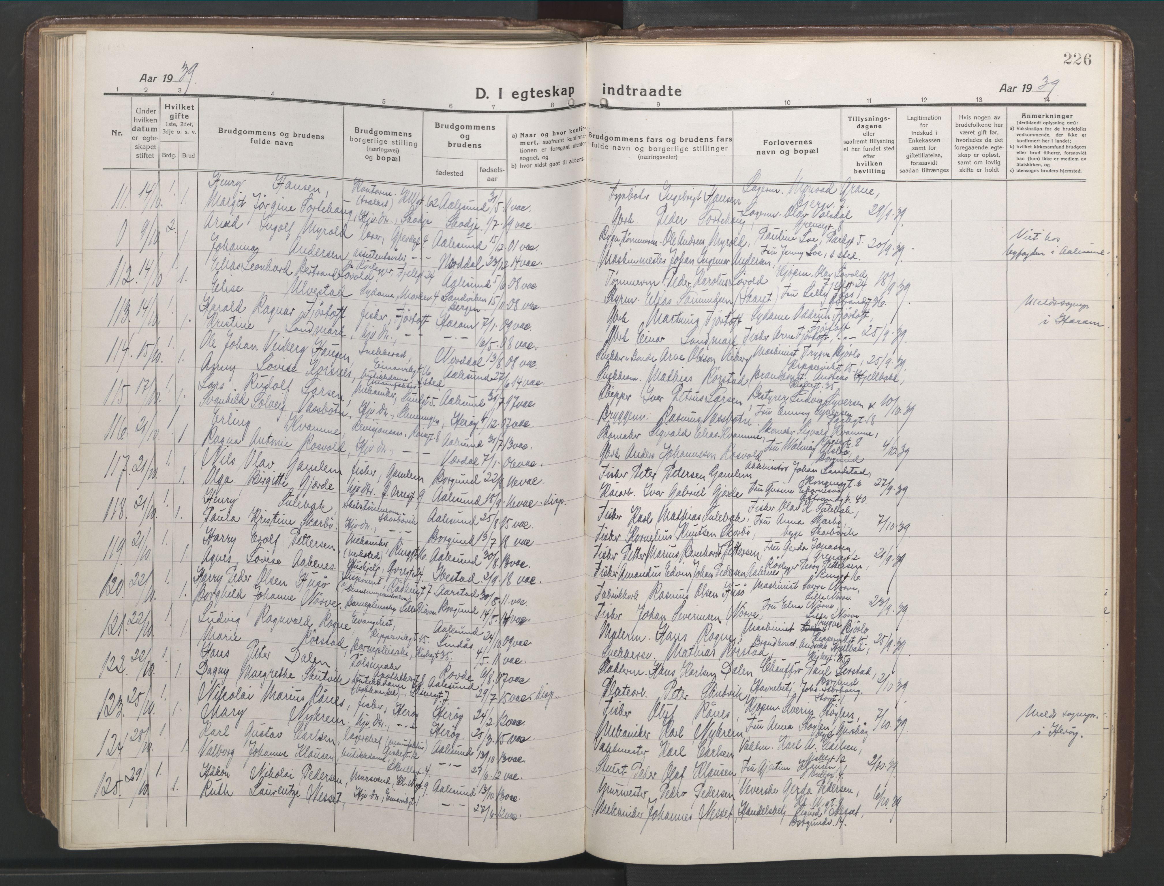 Ministerialprotokoller, klokkerbøker og fødselsregistre - Møre og Romsdal, AV/SAT-A-1454/529/L0473: Parish register (copy) no. 529C10, 1918-1941, p. 226