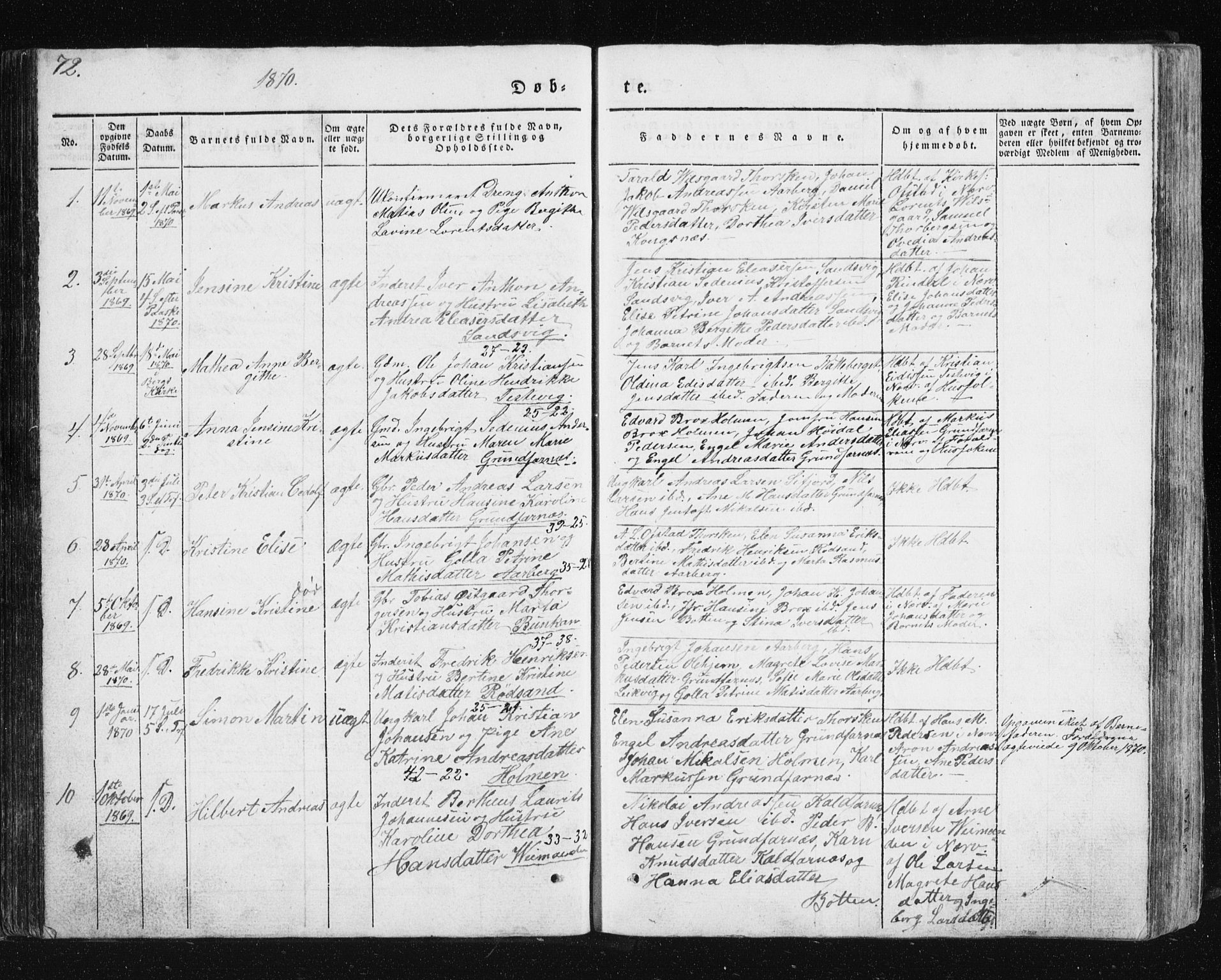 Berg sokneprestkontor, SATØ/S-1318/G/Ga/Gab/L0011klokker: Parish register (copy) no. 11, 1833-1878, p. 72