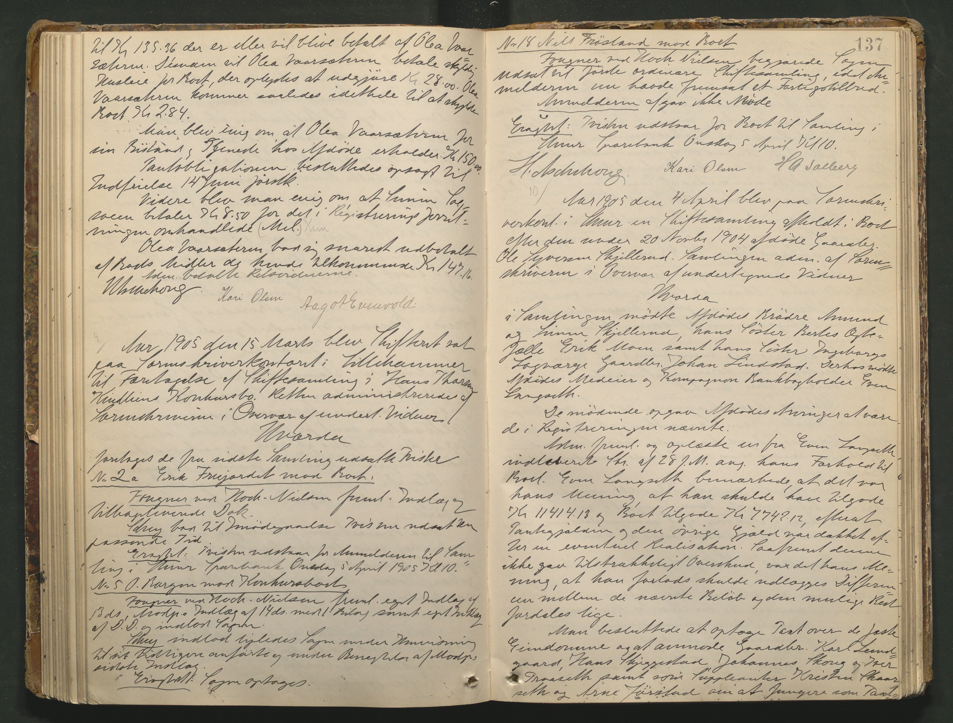 Sør-Gudbrandsdal tingrett, AV/SAH-TING-004/J/Ja/Jad/L0001: Skifteforhandlingsprotokoll - Fåberg og Gausdal, 1899-1911, p. 136b-137a