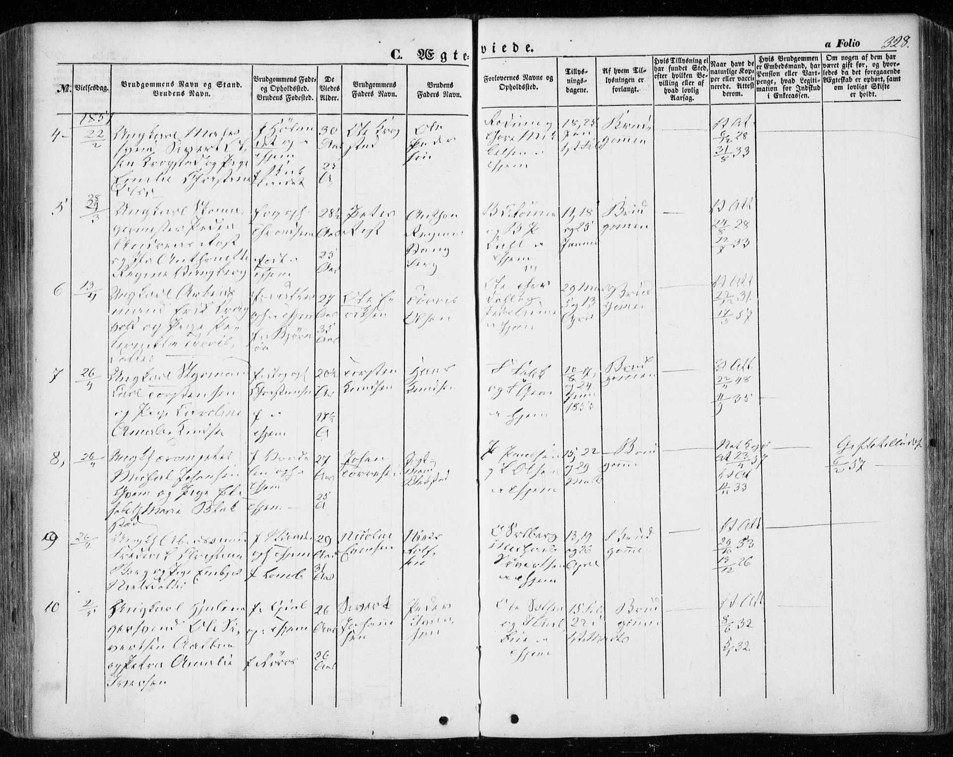 Ministerialprotokoller, klokkerbøker og fødselsregistre - Sør-Trøndelag, SAT/A-1456/601/L0051: Parish register (official) no. 601A19, 1848-1857, p. 328
