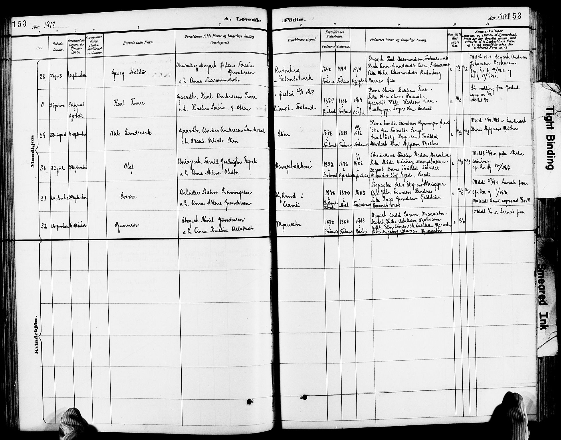 Froland sokneprestkontor, AV/SAK-1111-0013/F/Fb/L0010: Parish register (copy) no. B 10, 1893-1920, p. 153