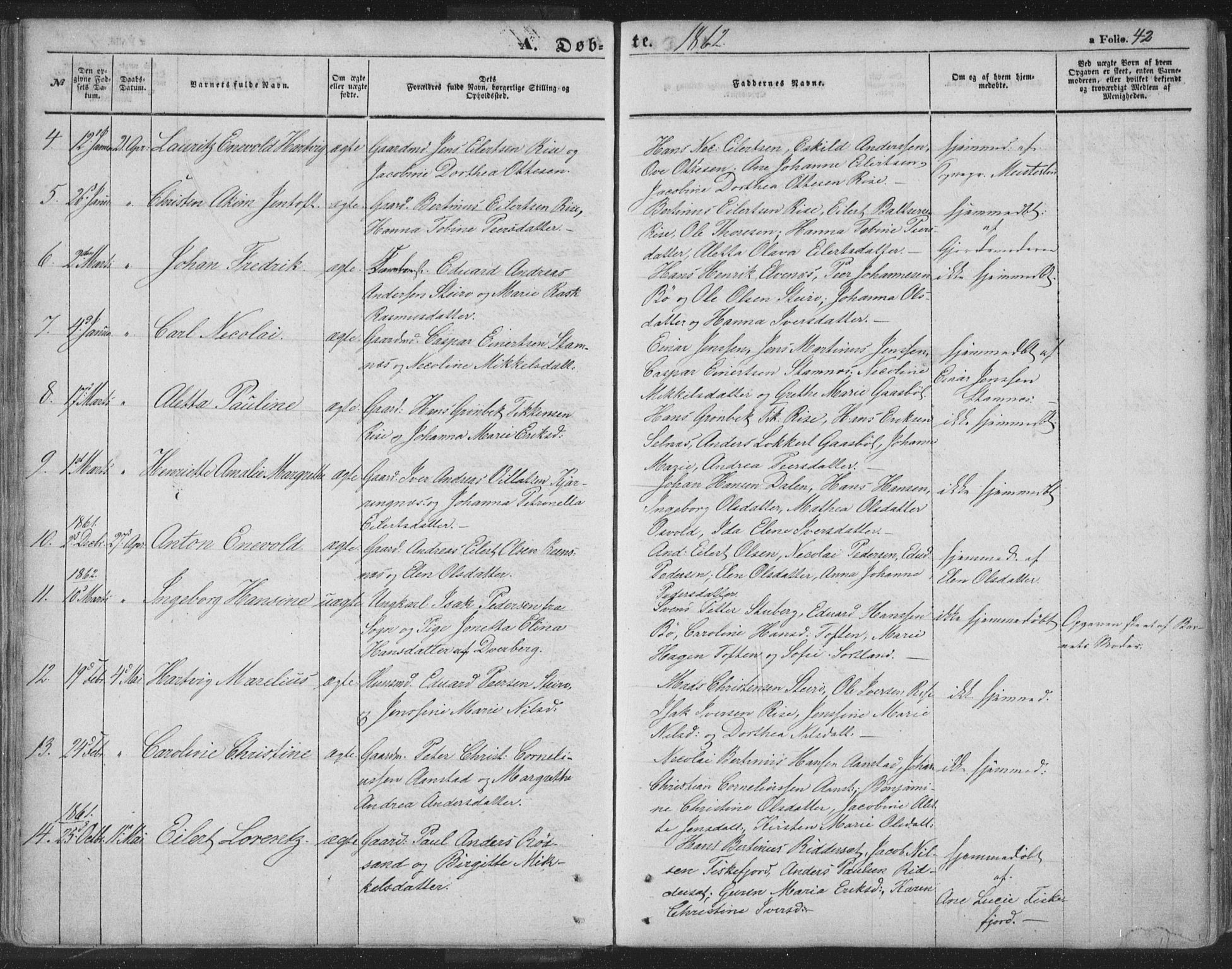 Ministerialprotokoller, klokkerbøker og fødselsregistre - Nordland, AV/SAT-A-1459/895/L1369: Parish register (official) no. 895A04, 1852-1872, p. 42