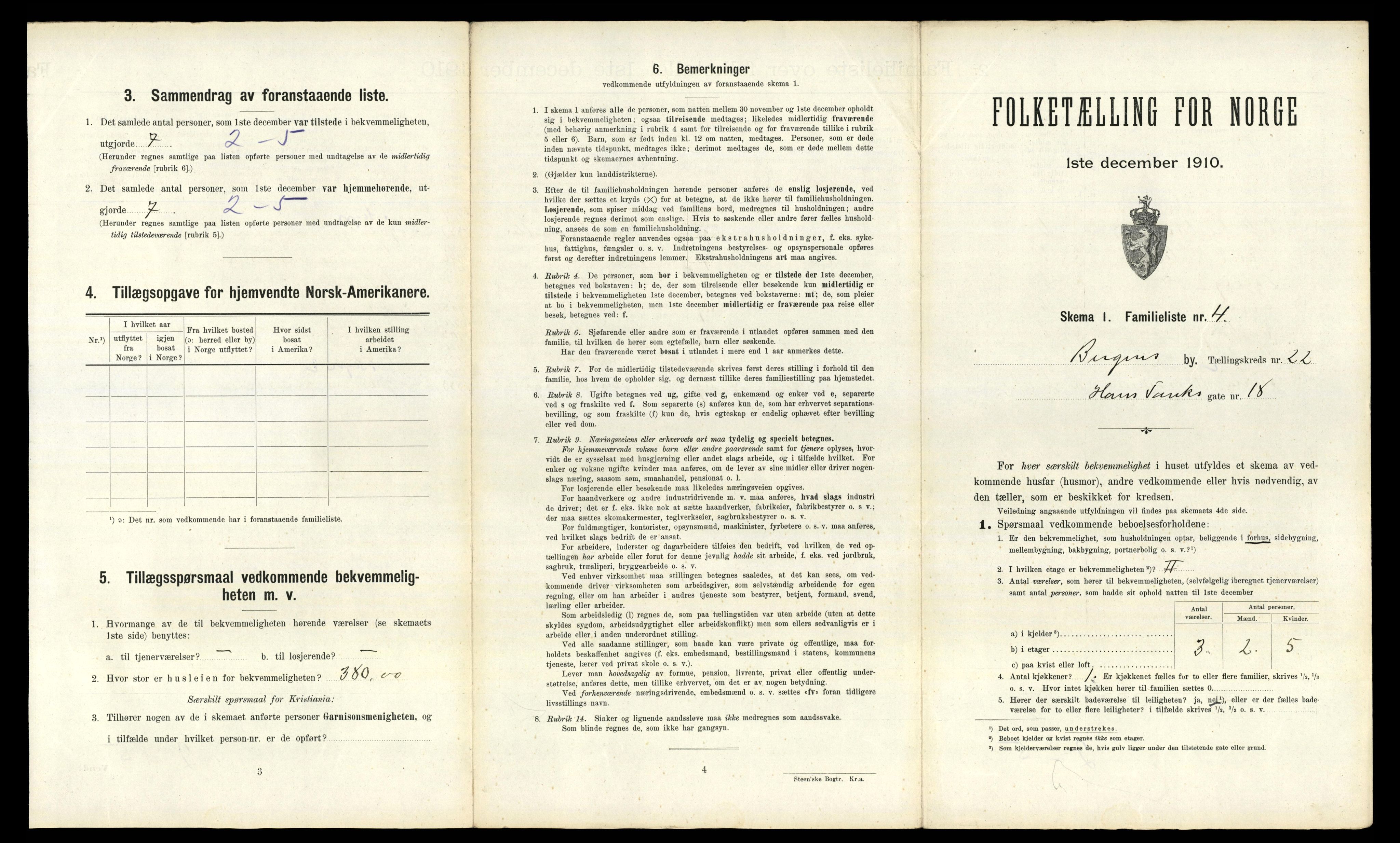 RA, 1910 census for Bergen, 1910, p. 7397