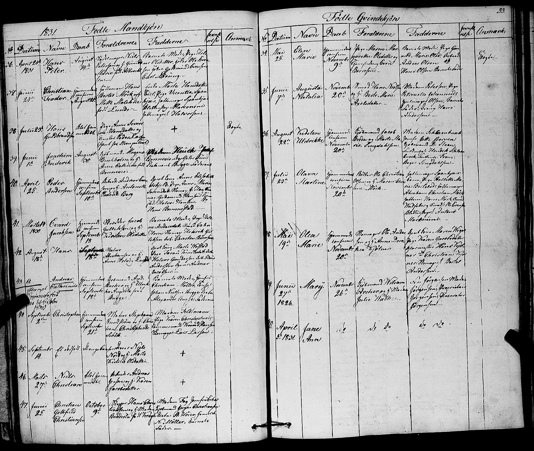 Larvik kirkebøker, SAKO/A-352/F/Fa/L0002: Parish register (official) no. I 2, 1825-1847, p. 33