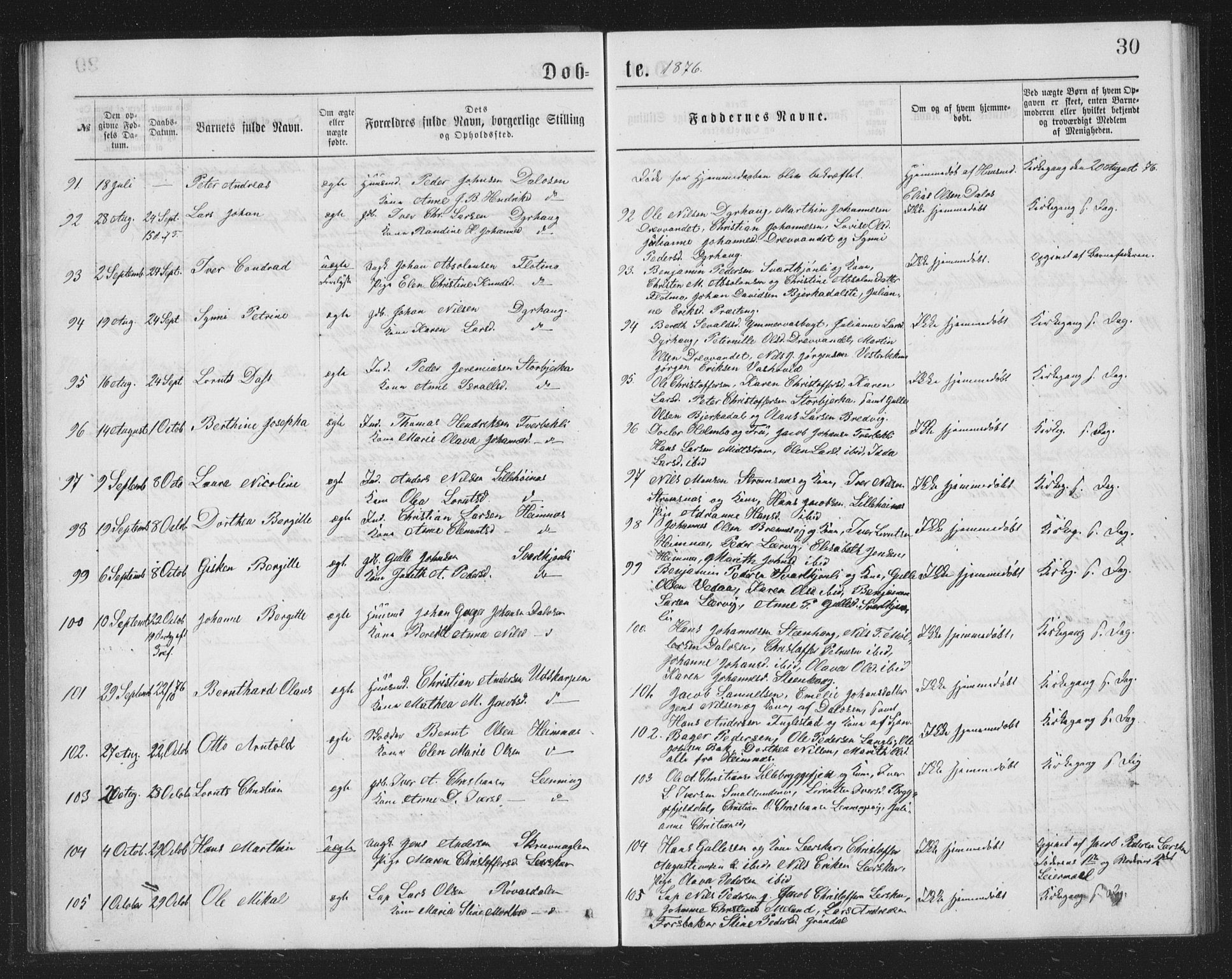 Ministerialprotokoller, klokkerbøker og fødselsregistre - Nordland, AV/SAT-A-1459/825/L0369: Parish register (copy) no. 825C06, 1873-1885, p. 30