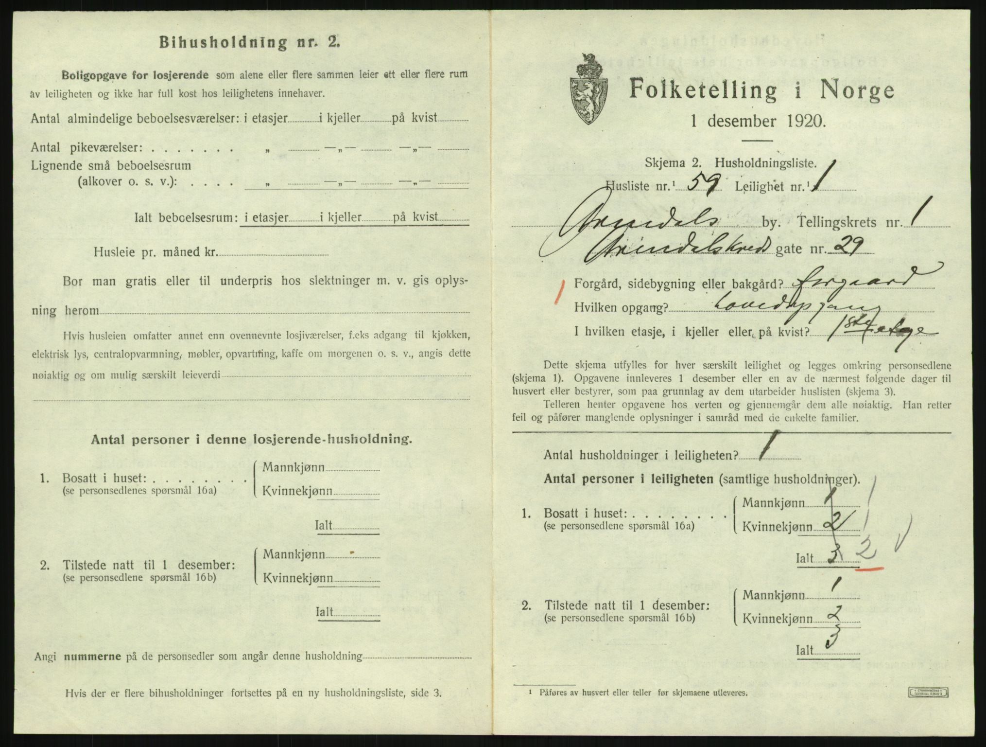 SAK, 1920 census for Arendal, 1920, p. 4126