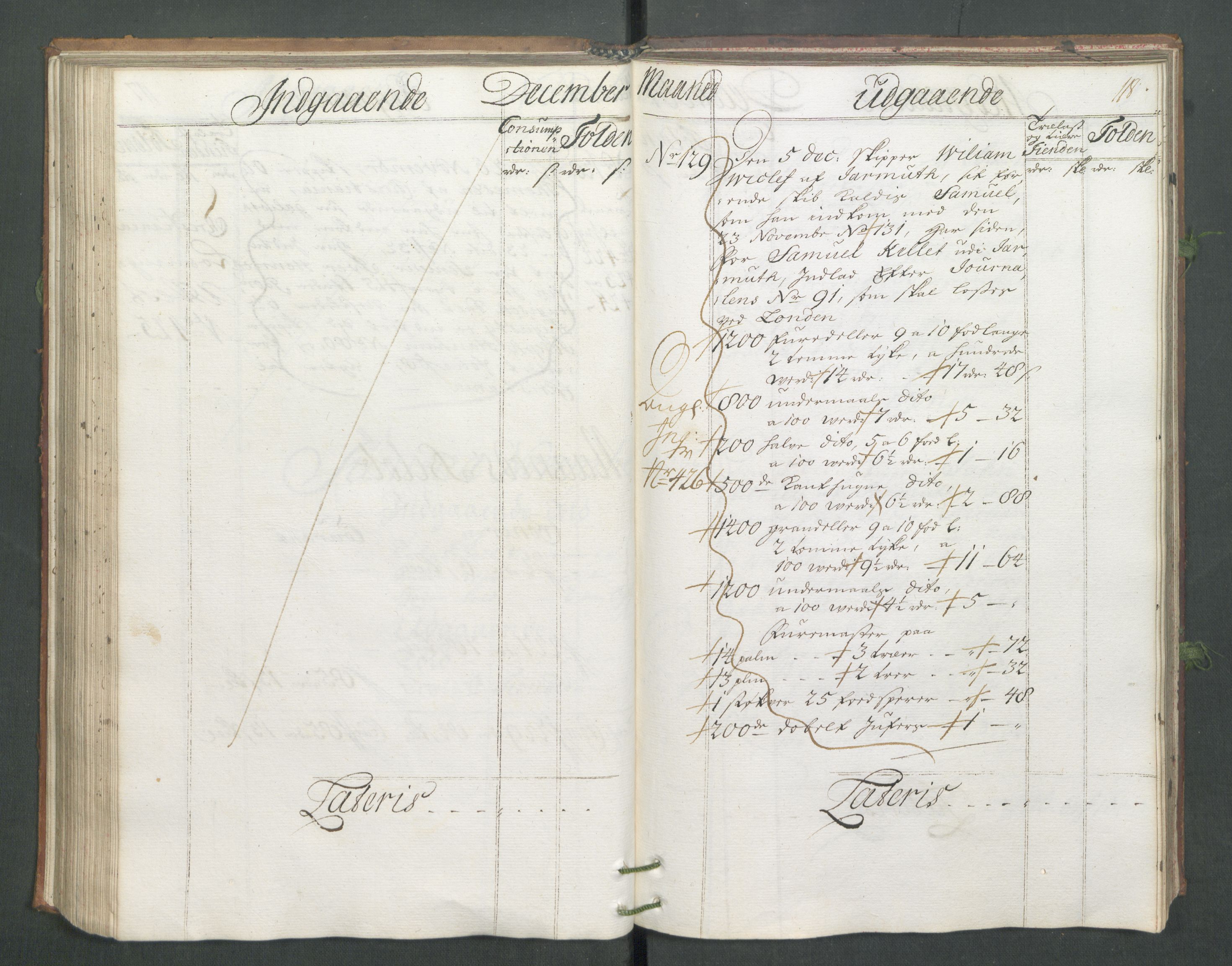 Generaltollkammeret, tollregnskaper, RA/EA-5490/R02/L0006/0001: Tollregnskaper Fredrikstad / Hovedtollbok, 1731, p. 118