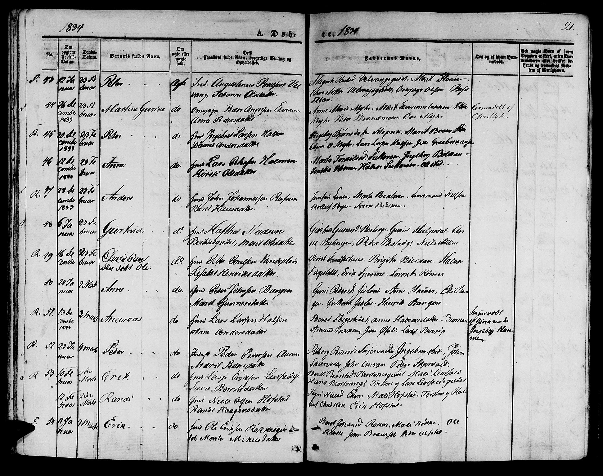 Ministerialprotokoller, klokkerbøker og fødselsregistre - Nord-Trøndelag, AV/SAT-A-1458/709/L0071: Parish register (official) no. 709A11, 1833-1844, p. 21