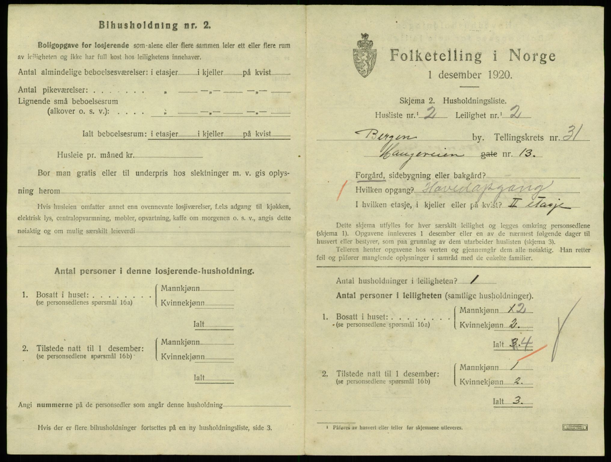 SAB, 1920 census for Bergen, 1920, p. 23375