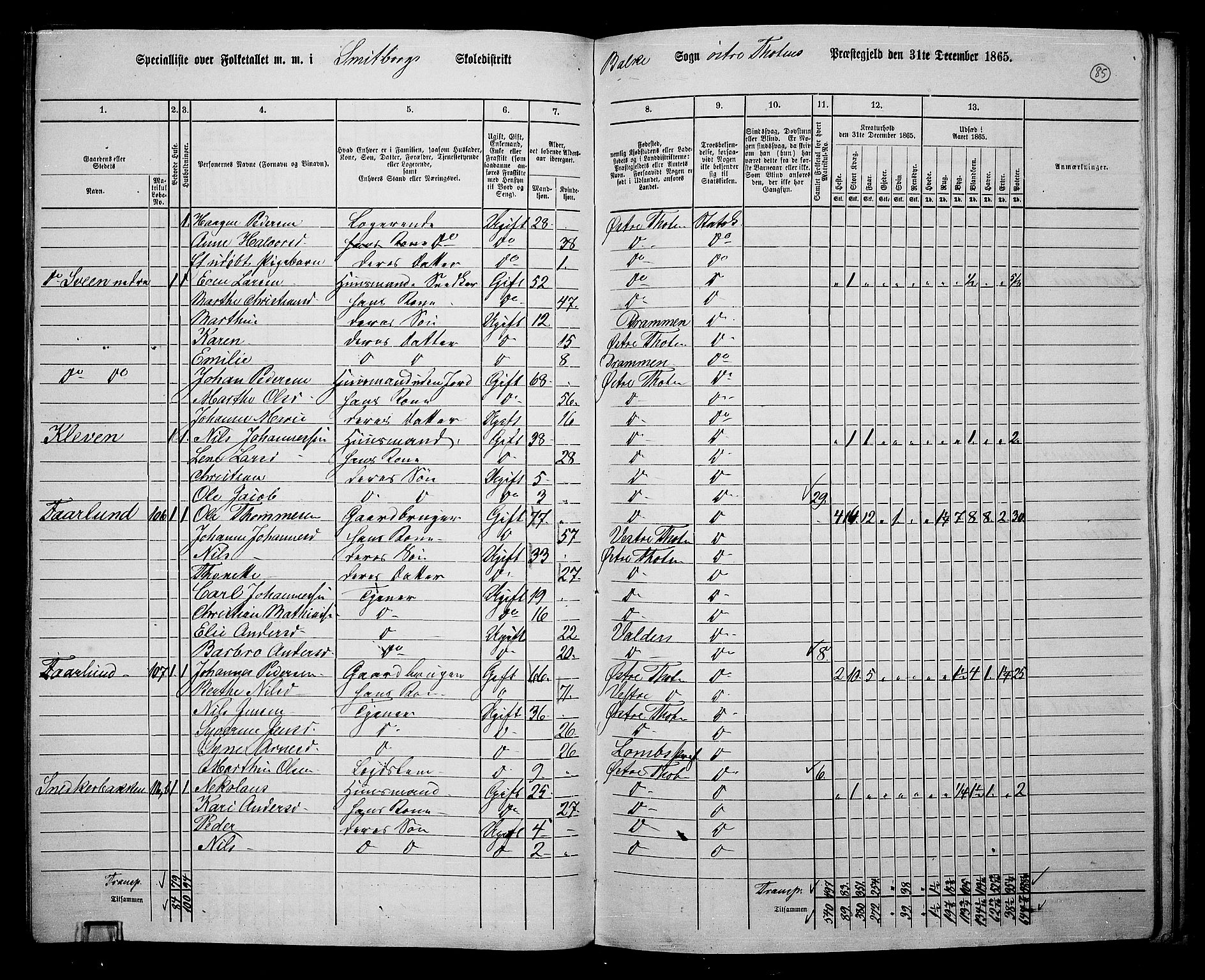 RA, 1865 census for Østre Toten, 1865, p. 96