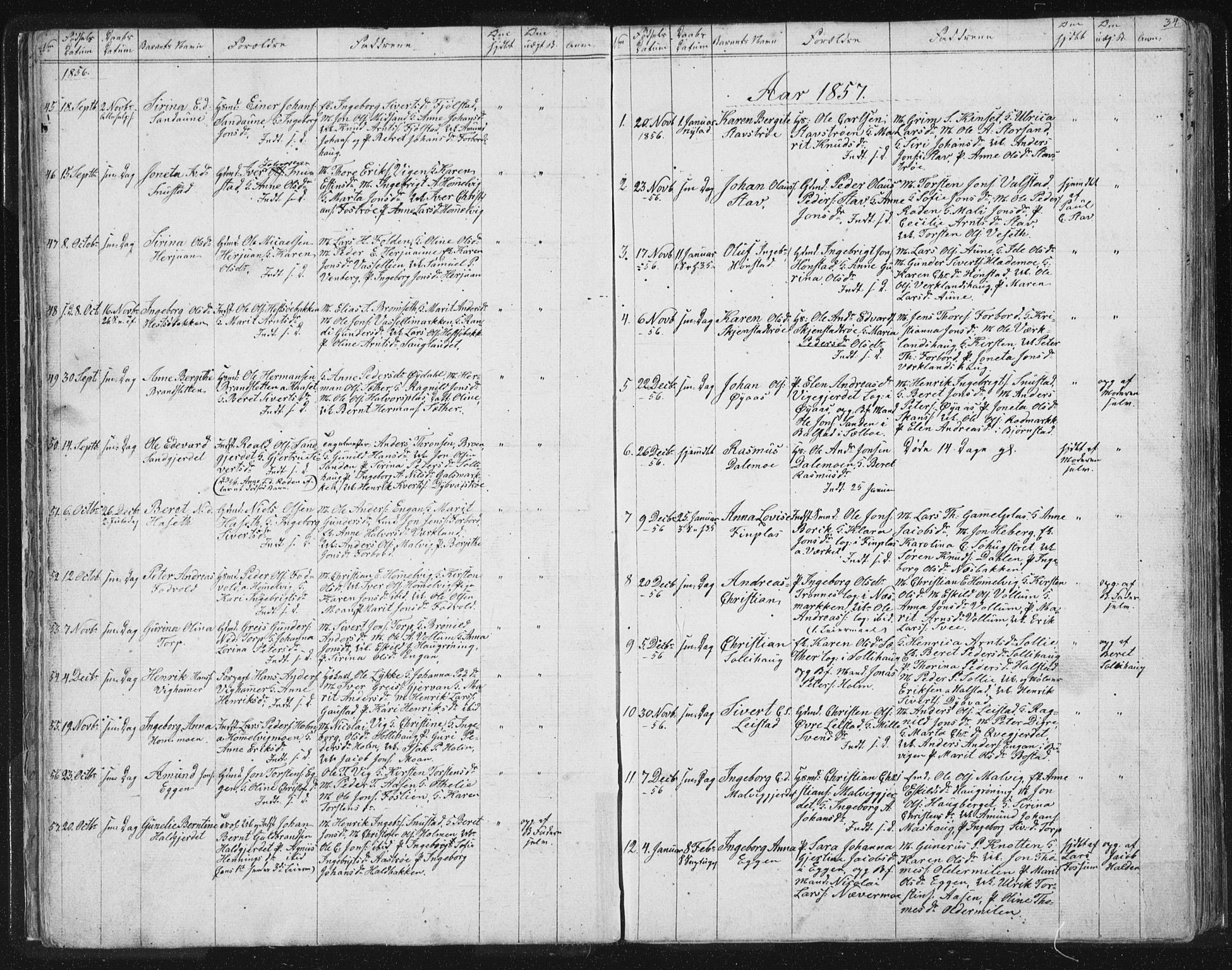 Ministerialprotokoller, klokkerbøker og fødselsregistre - Sør-Trøndelag, SAT/A-1456/616/L0406: Parish register (official) no. 616A03, 1843-1879, p. 34