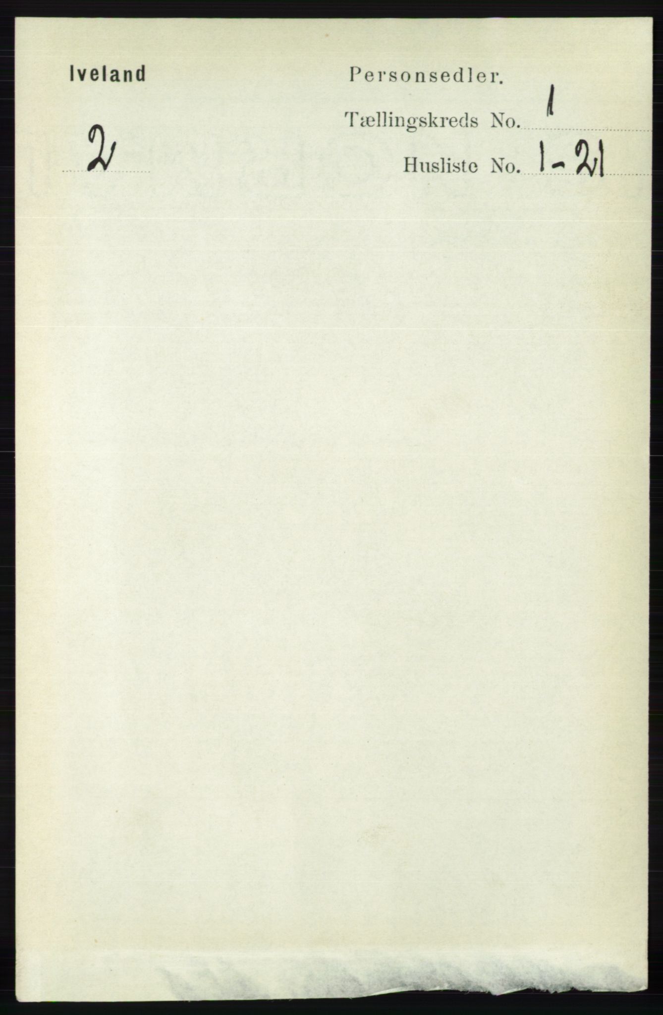 RA, 1891 census for 0935 Iveland, 1891, p. 59