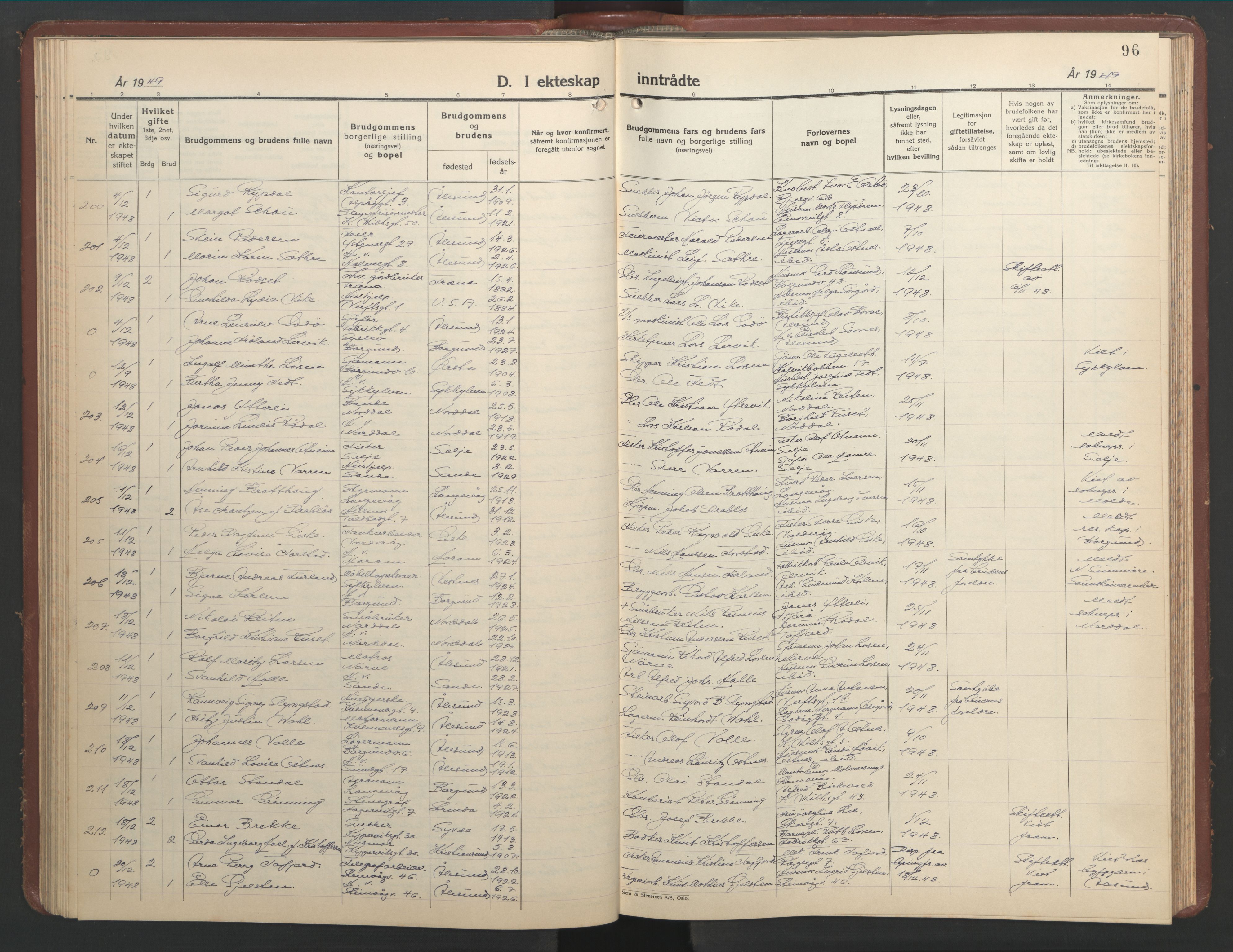 Ministerialprotokoller, klokkerbøker og fødselsregistre - Møre og Romsdal, SAT/A-1454/529/L0479: Parish register (copy) no. 529C16, 1941-1950, p. 96