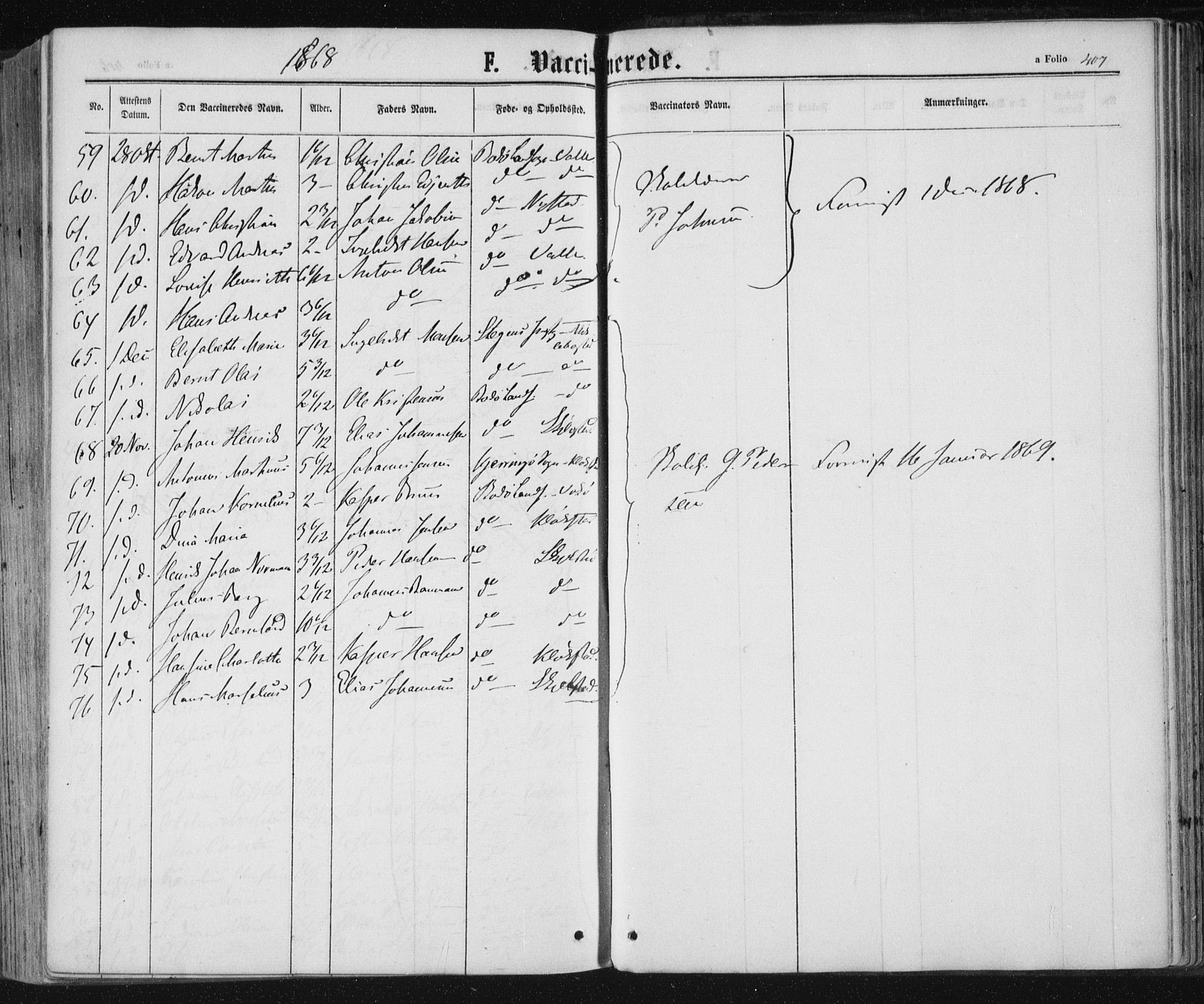 Ministerialprotokoller, klokkerbøker og fødselsregistre - Nordland, AV/SAT-A-1459/801/L0008: Parish register (official) no. 801A08, 1864-1875, p. 407