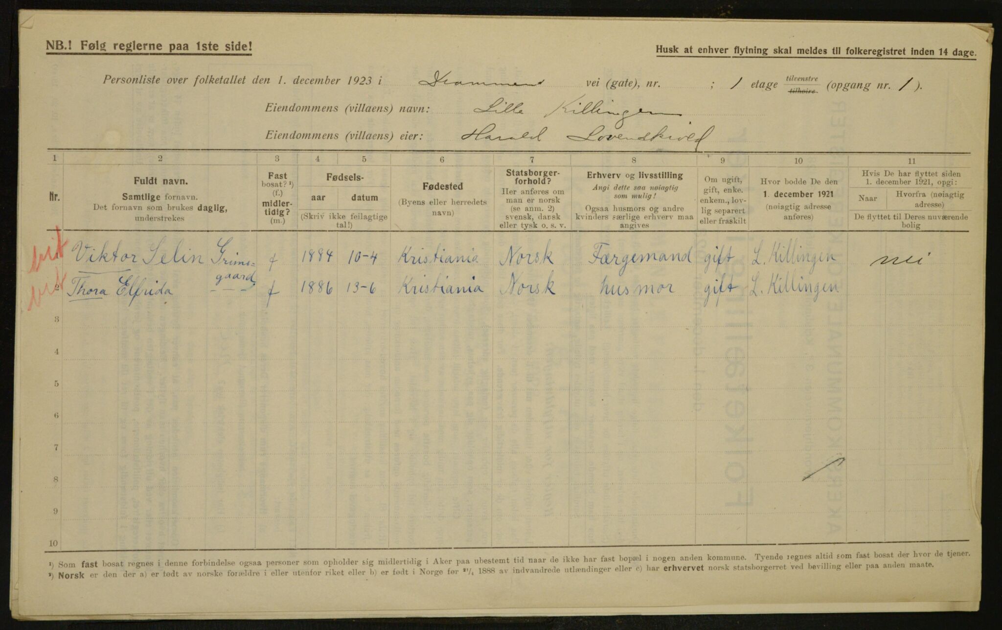 , Municipal Census 1923 for Aker, 1923, p. 3263