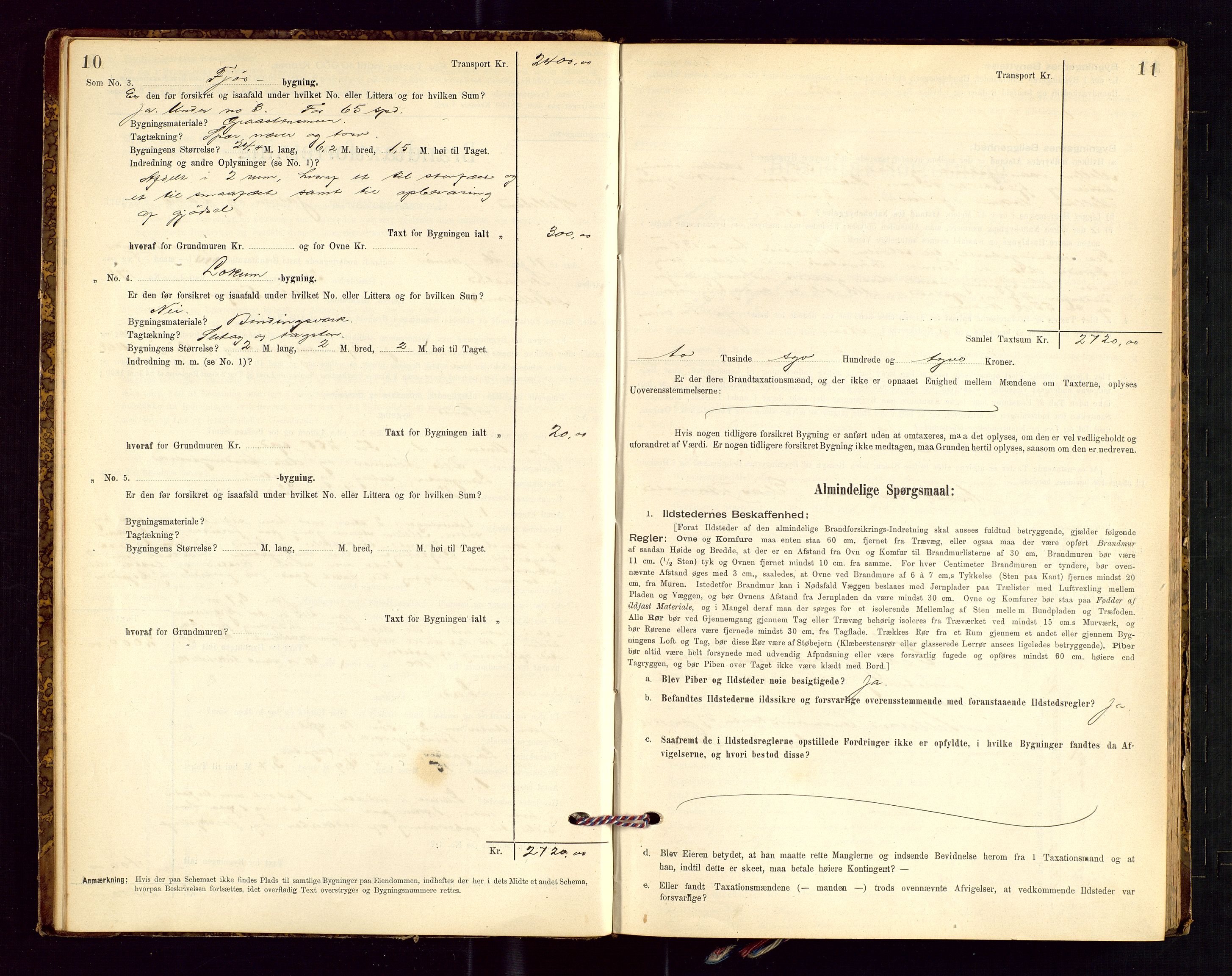 Helleland lensmannskontor, AV/SAST-A-100209/Gob/L0001: "Brandtaxationsprotokol", 1896-1919, p. 10-11