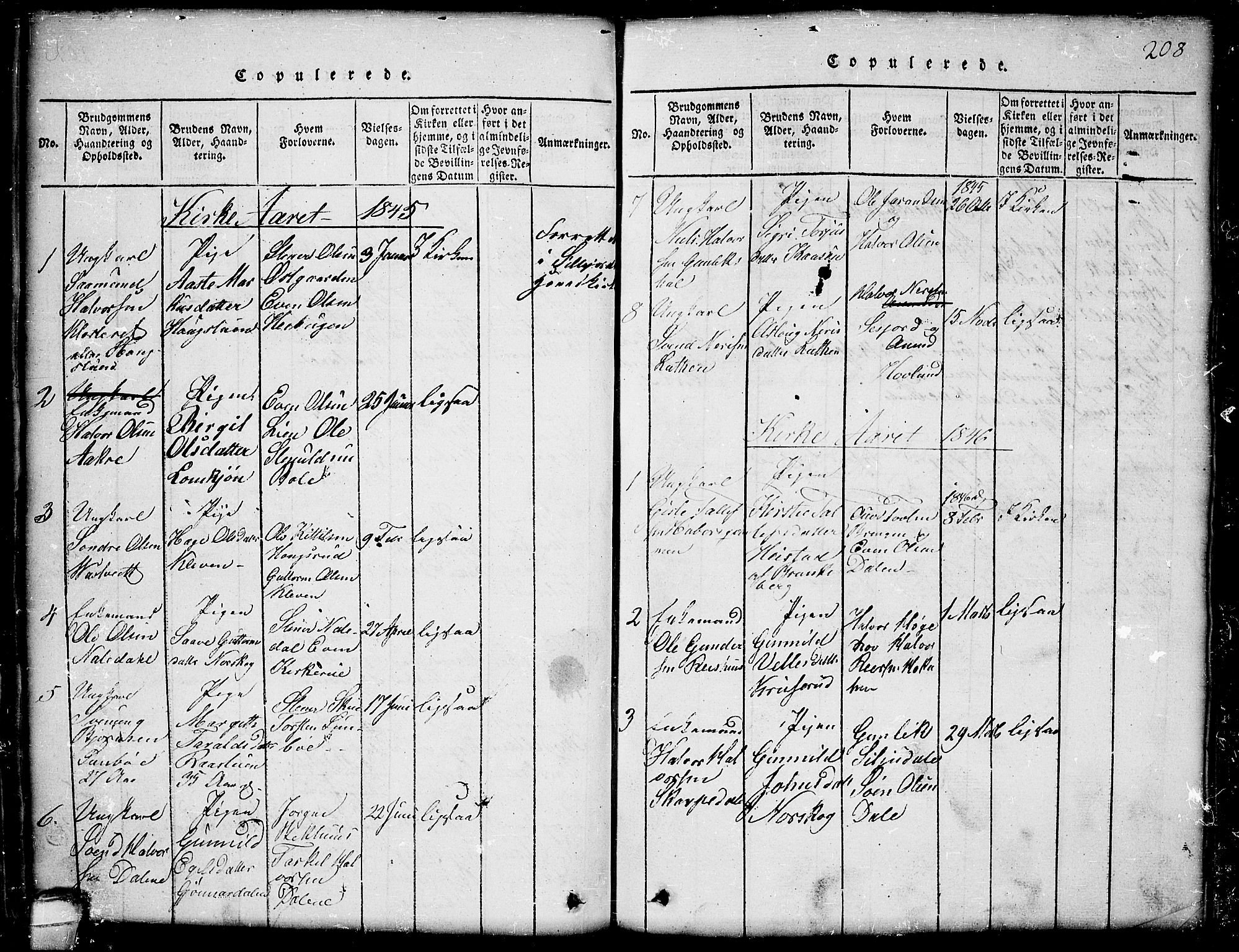 Seljord kirkebøker, SAKO/A-20/G/Gb/L0002: Parish register (copy) no. II 2, 1815-1854, p. 208