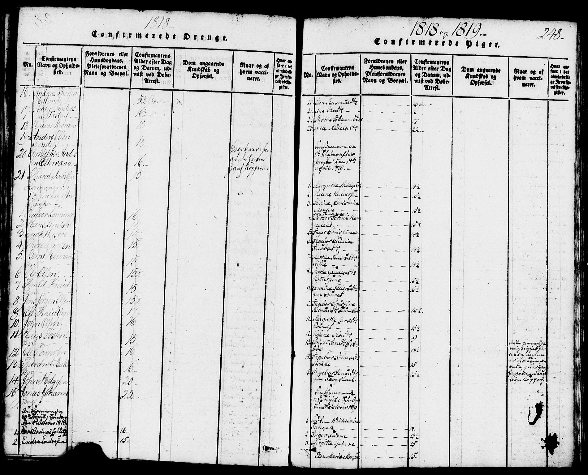 Domkirken sokneprestkontor, AV/SAST-A-101812/001/30/30BB/L0008: Parish register (copy) no. B 8, 1816-1821, p. 248