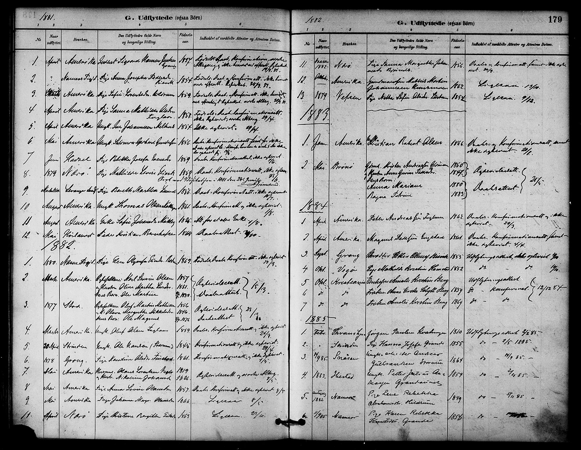 Ministerialprotokoller, klokkerbøker og fødselsregistre - Nord-Trøndelag, SAT/A-1458/764/L0555: Parish register (official) no. 764A10, 1881-1896, p. 179