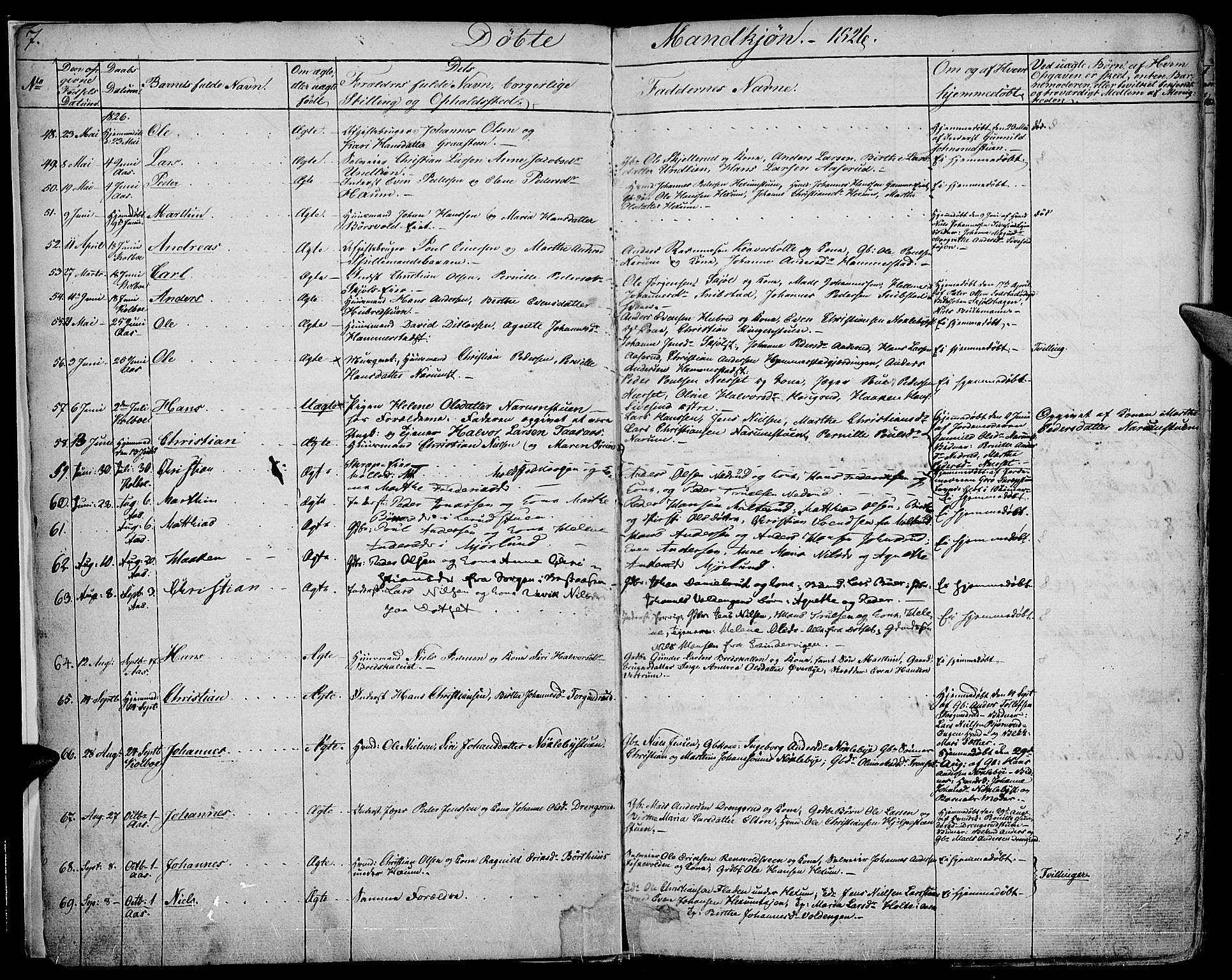 Vestre Toten prestekontor, SAH/PREST-108/H/Ha/Haa/L0002: Parish register (official) no. 2, 1825-1837, p. 7