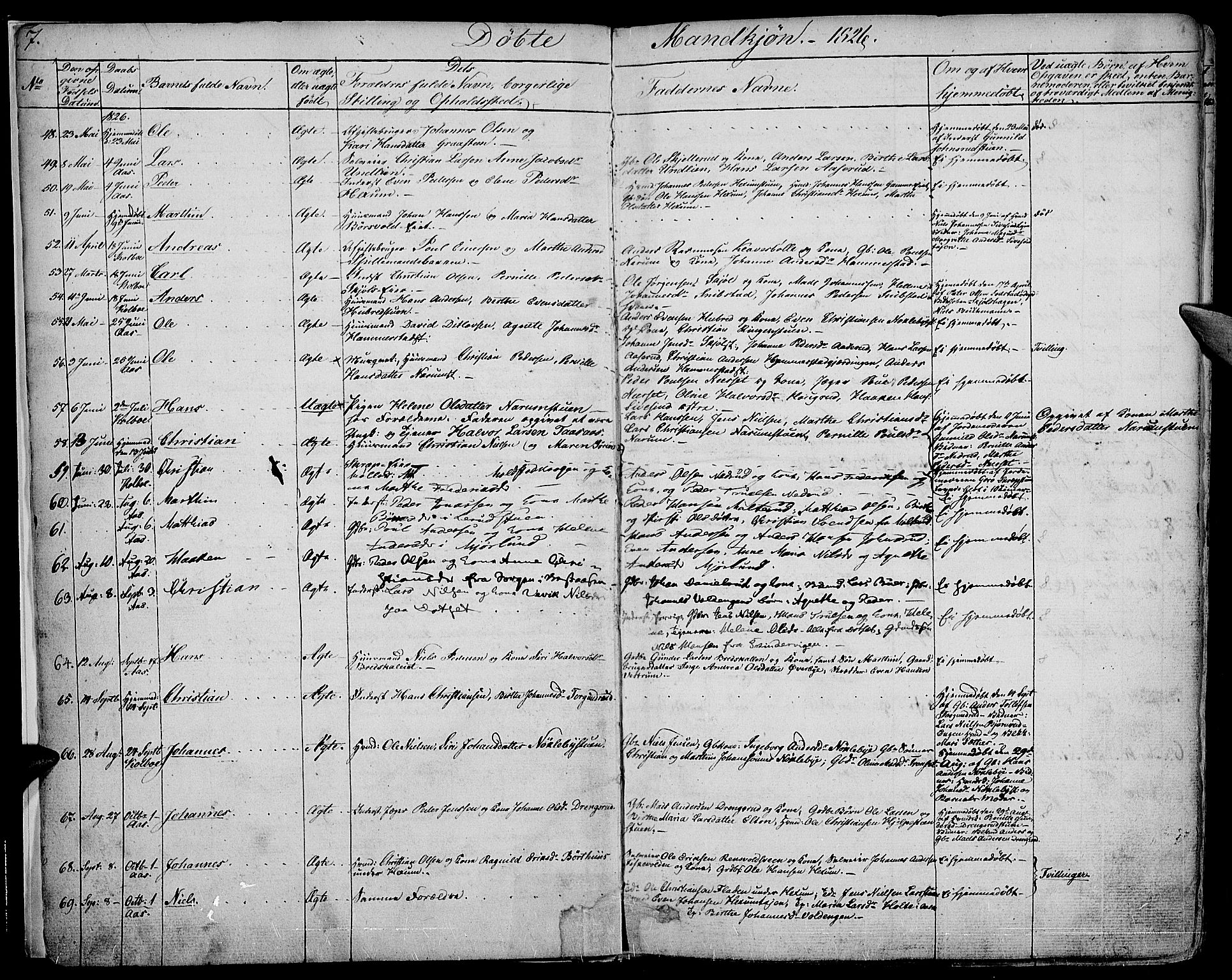 Vestre Toten prestekontor, AV/SAH-PREST-108/H/Ha/Haa/L0002: Parish register (official) no. 2, 1825-1837, p. 7