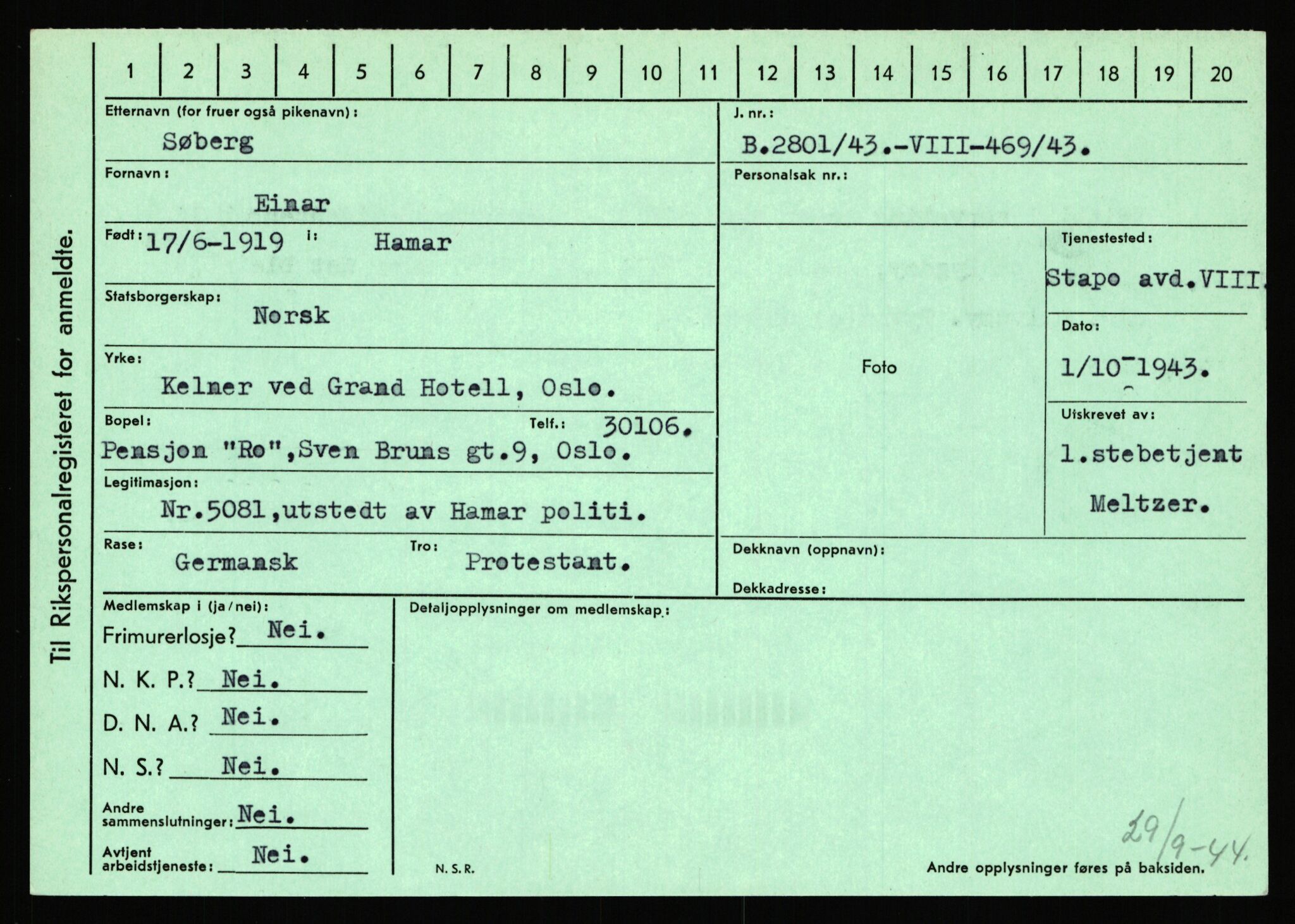 Statspolitiet - Hovedkontoret / Osloavdelingen, AV/RA-S-1329/C/Ca/L0015: Svea - Tøsse, 1943-1945, p. 1124