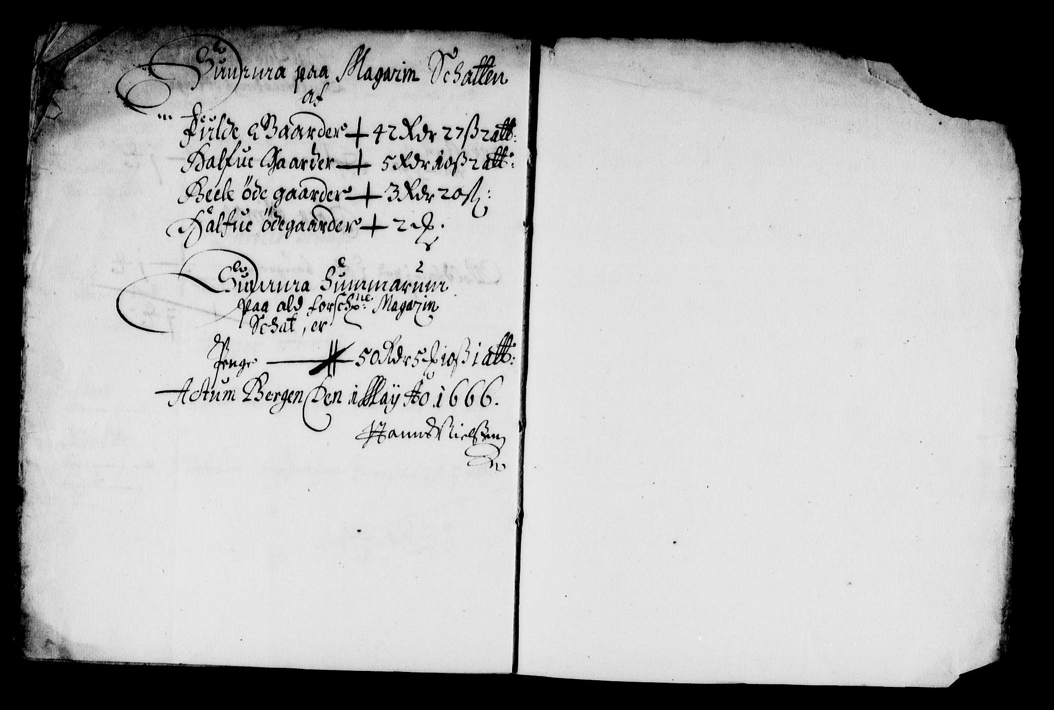 Rentekammeret inntil 1814, Reviderte regnskaper, Stiftamtstueregnskaper, Bergen stiftamt, RA/EA-6043/R/Rc/L0021: Bergen stiftamt, 1666