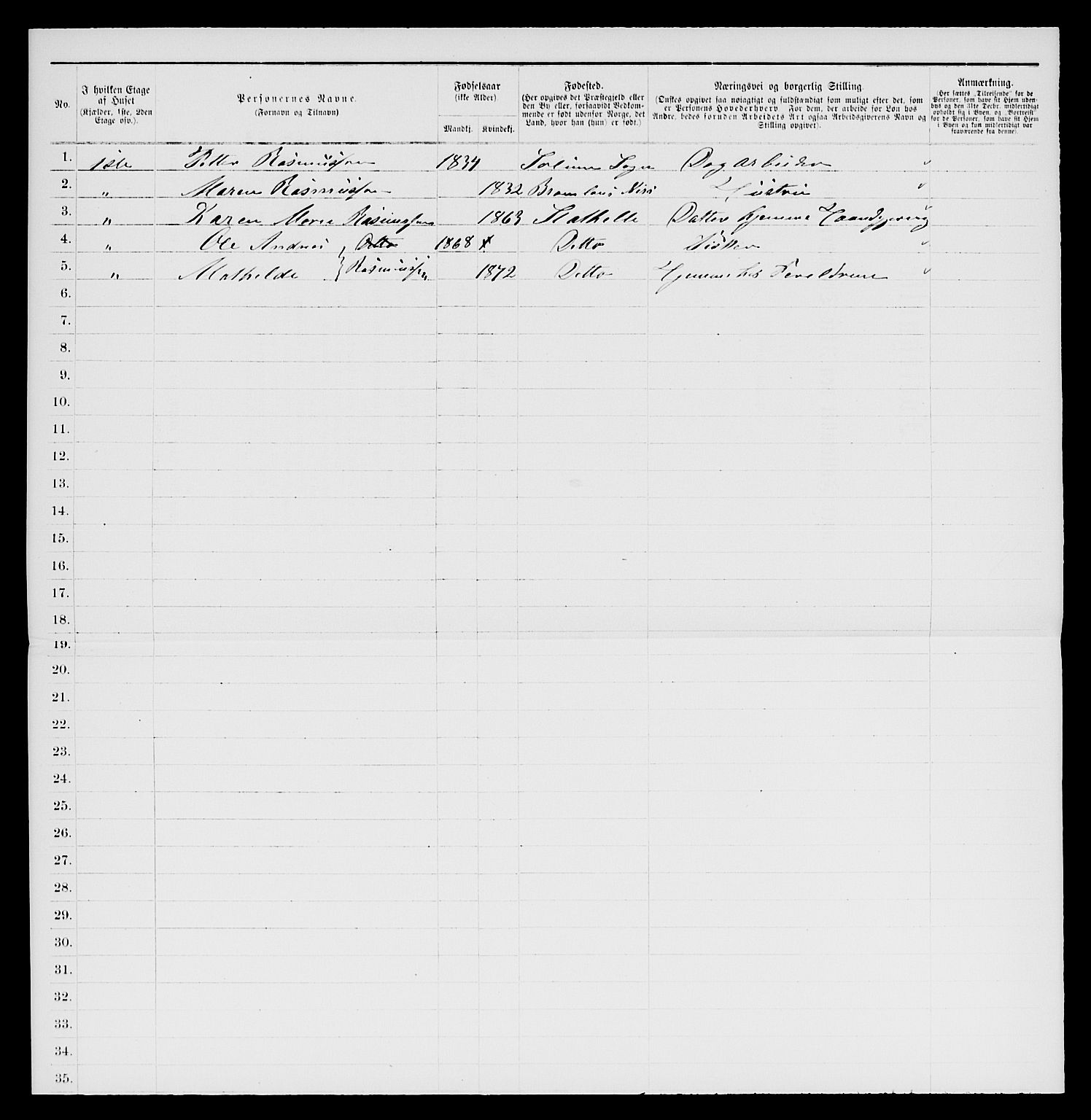 SAKO, 1885 census for 0803 Stathelle, 1885, p. 138