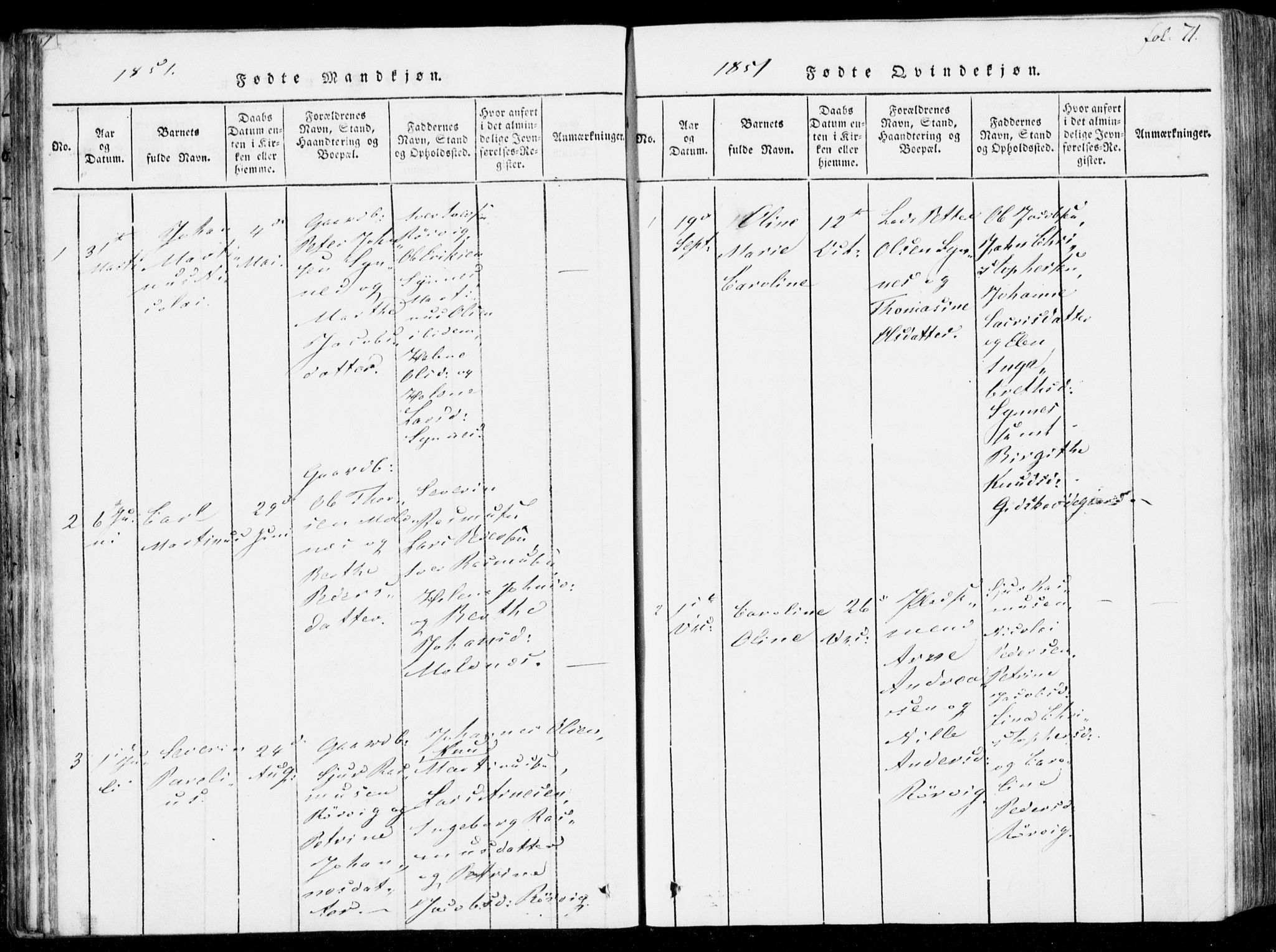 Ministerialprotokoller, klokkerbøker og fødselsregistre - Møre og Romsdal, SAT/A-1454/537/L0517: Parish register (official) no. 537A01, 1818-1862, p. 71
