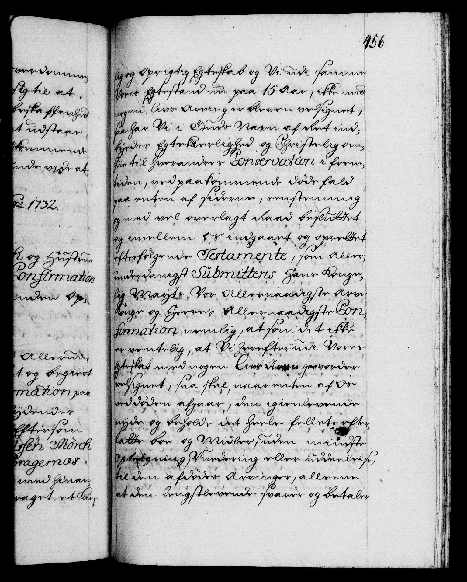 Danske Kanselli 1572-1799, AV/RA-EA-3023/F/Fc/Fca/Fcaa/L0027: Norske registre, 1730-1732, p. 456a