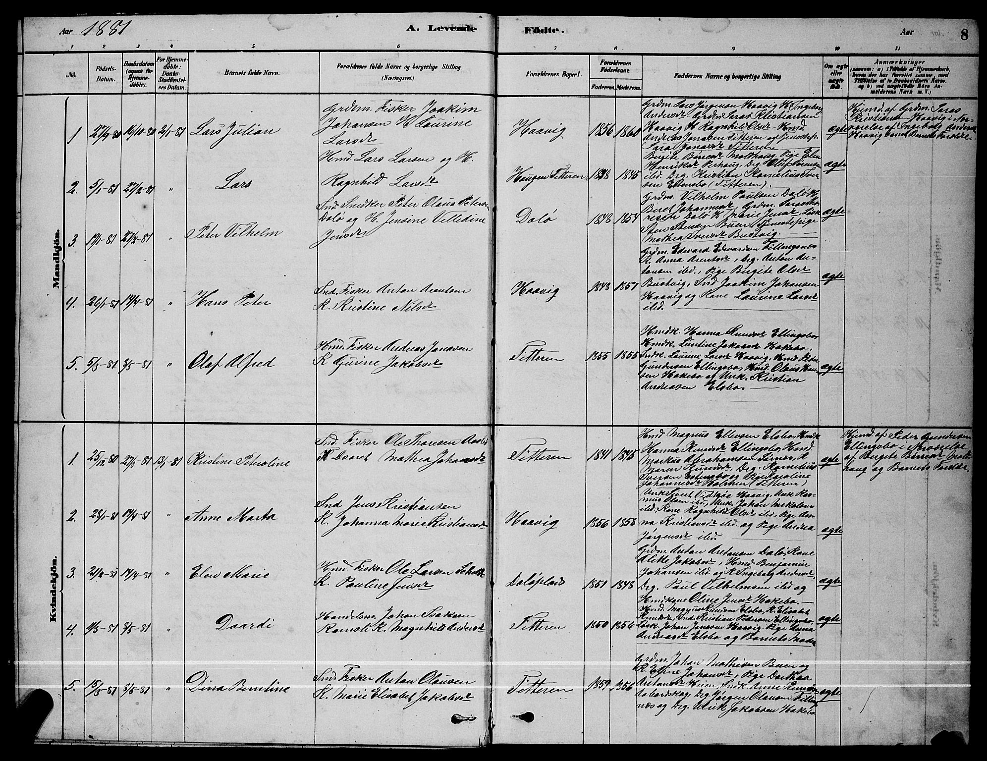 Ministerialprotokoller, klokkerbøker og fødselsregistre - Sør-Trøndelag, SAT/A-1456/641/L0597: Parish register (copy) no. 641C01, 1878-1893, p. 8