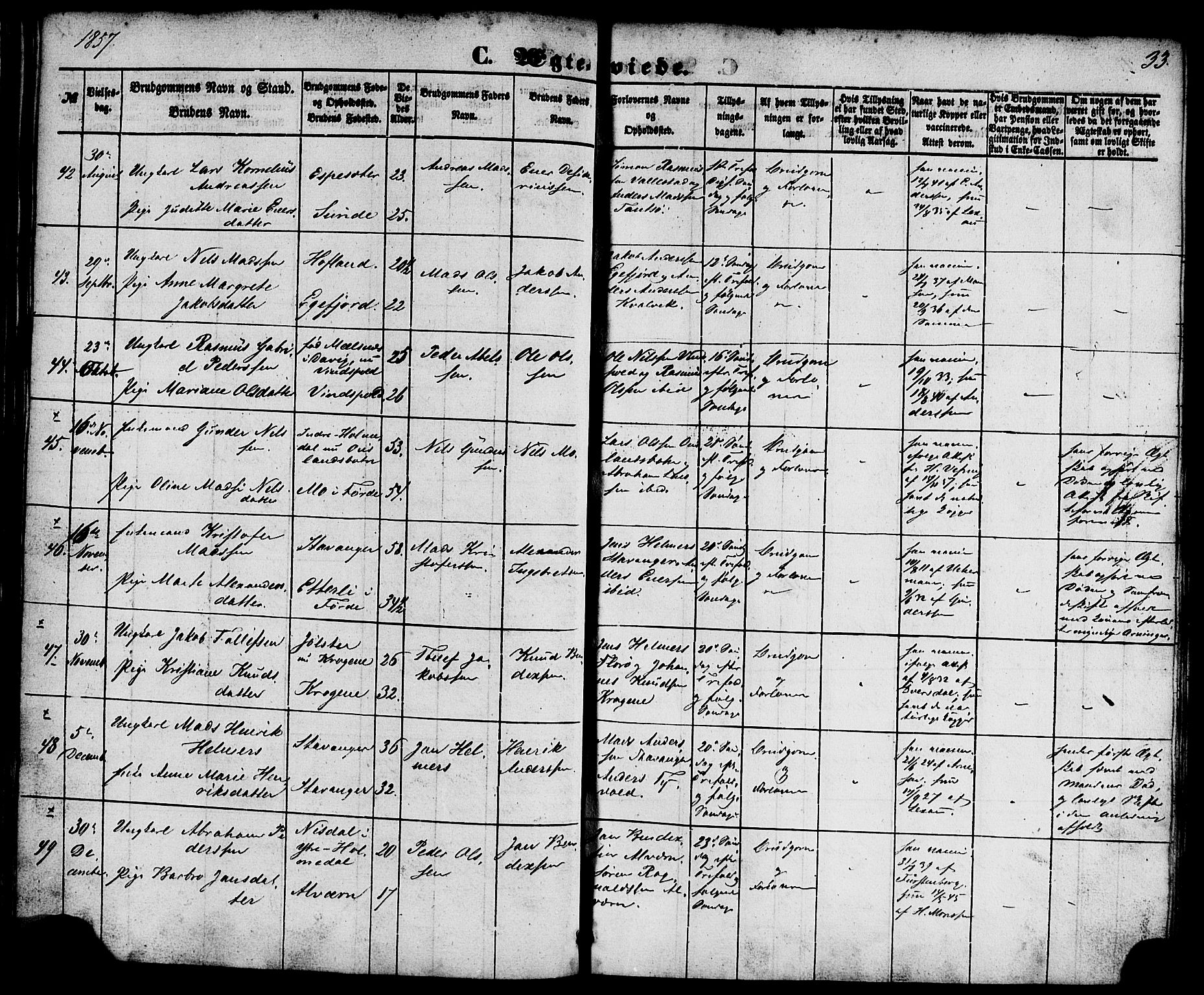 Kinn sokneprestembete, AV/SAB-A-80801/H/Haa/Haaa/L0010: Parish register (official) no. A 10, 1852-1869, p. 33