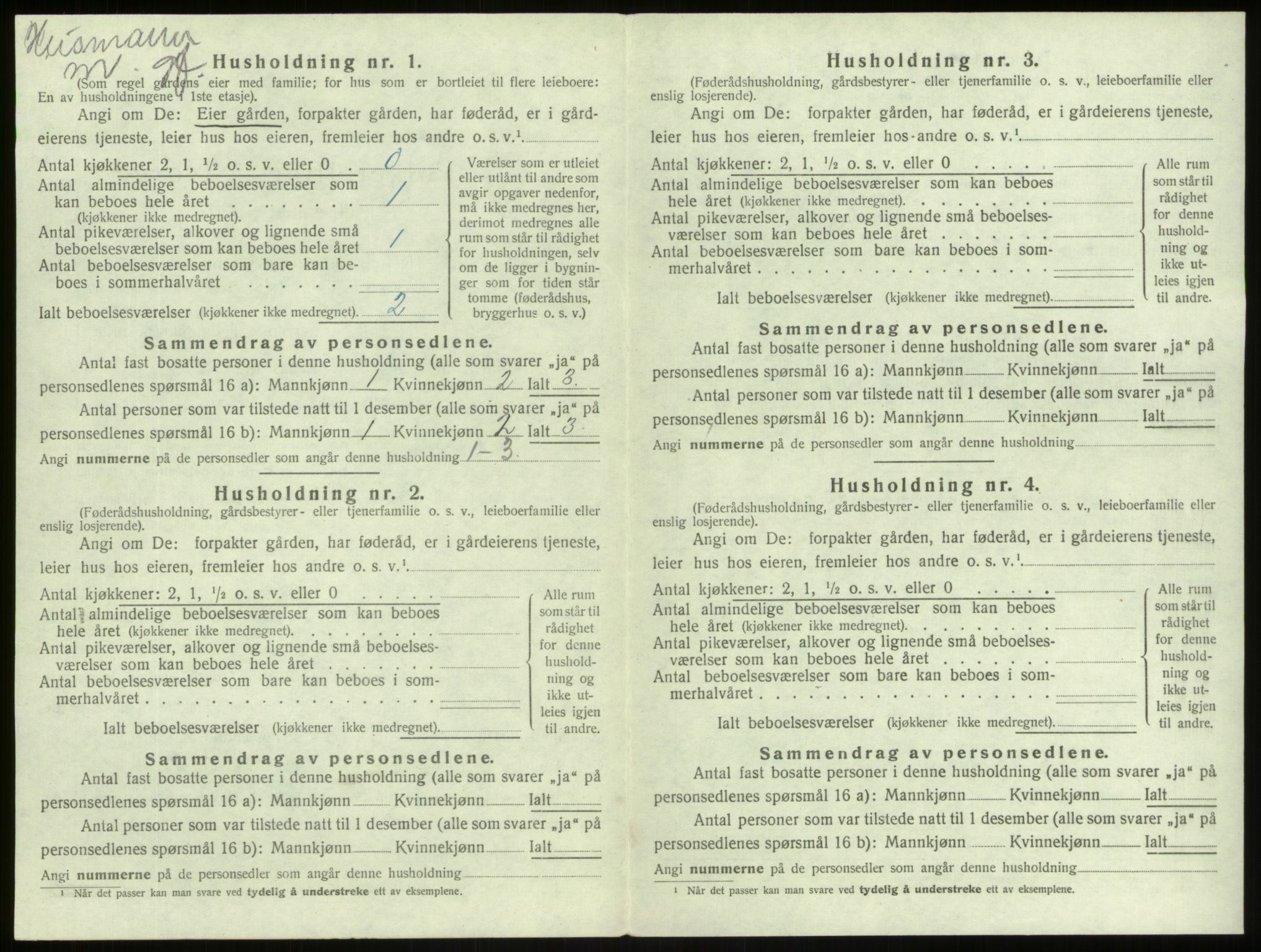 SAB, 1920 census for Lærdal, 1920, p. 382